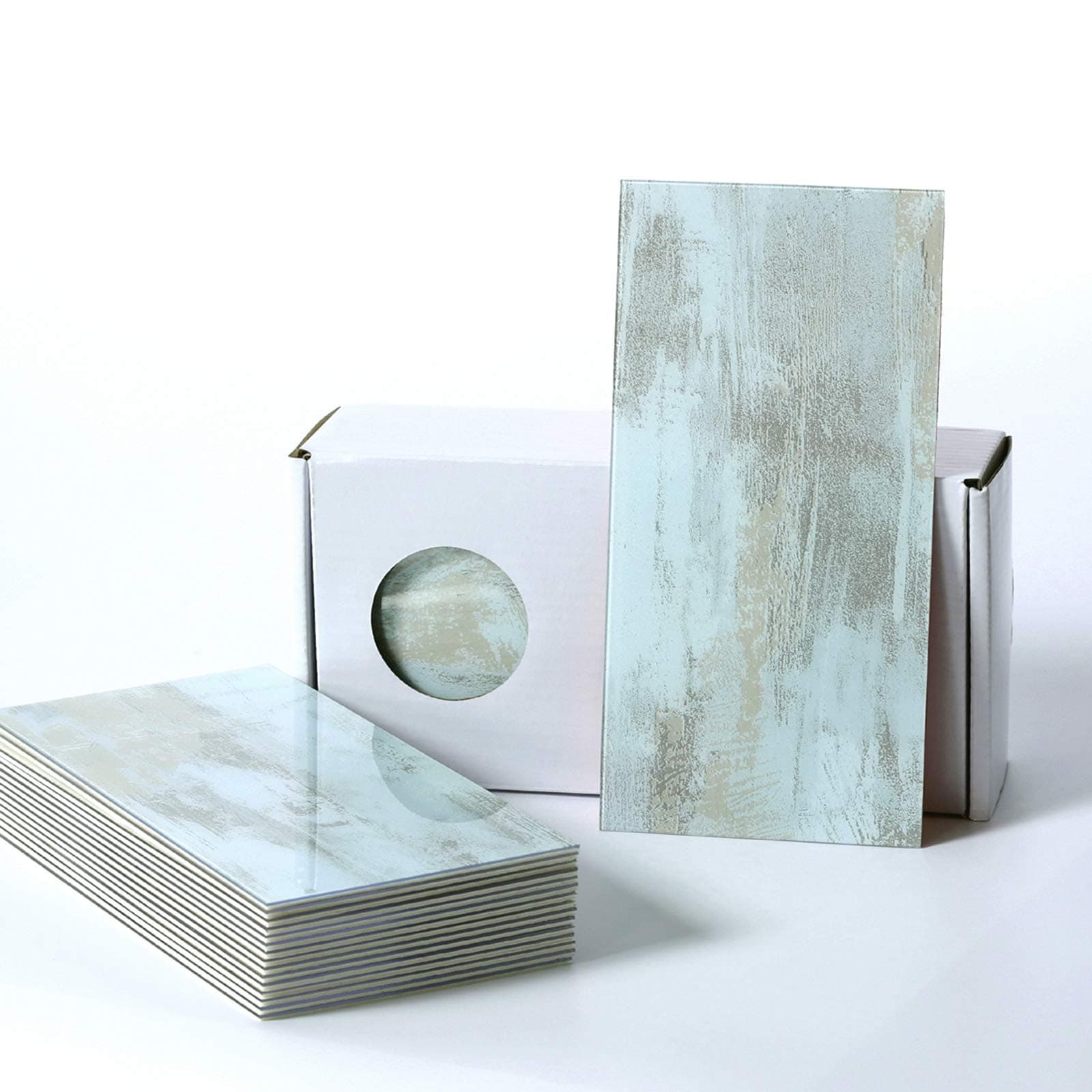 BeNice Stick on Subway Tiles for Kitchen Tile Stickers,Self Adhesive Bathroom Panels for Walls Waterproof Marble Tiles(23pcs,Blue)