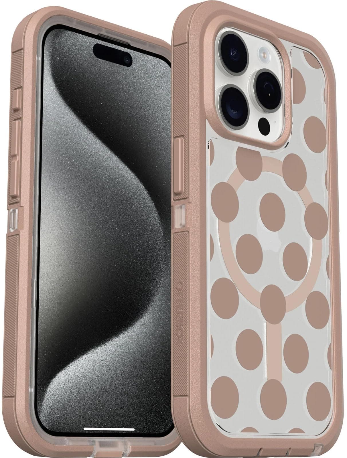 OtterBox iPhone 15 Pro Defender Series XT Case with MagSafe, Screenless, Rugged - Non-Retail Packaging - Clear/Brown