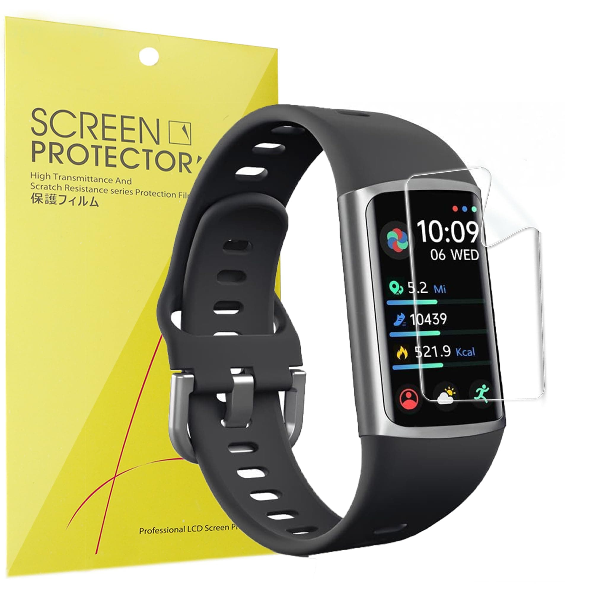 Lamshaw Compatible for FITVII FINO 2 Screen Protector, [6 Pack] Full Coverage TPU Clear Film Compatible for FITVII FINO 2 Slim Fitness Tracker (6 Pack)