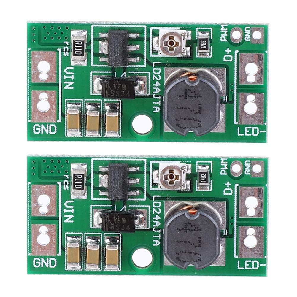 Jeanoko 2PCS LD24AJTA 2 PCS Adjustable LED Driver Board 20W DC6~25V LED PWM Controller DC-DC Step-Down Constant Current Converter