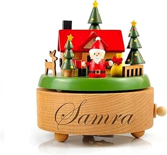 Wooden Santa's House Music Box - A Personalized Gift for Your Daughter, Granddaughter or Grandson - Perfect for Birthdays, Anniversaries and Christmas (Includes Free Customization)