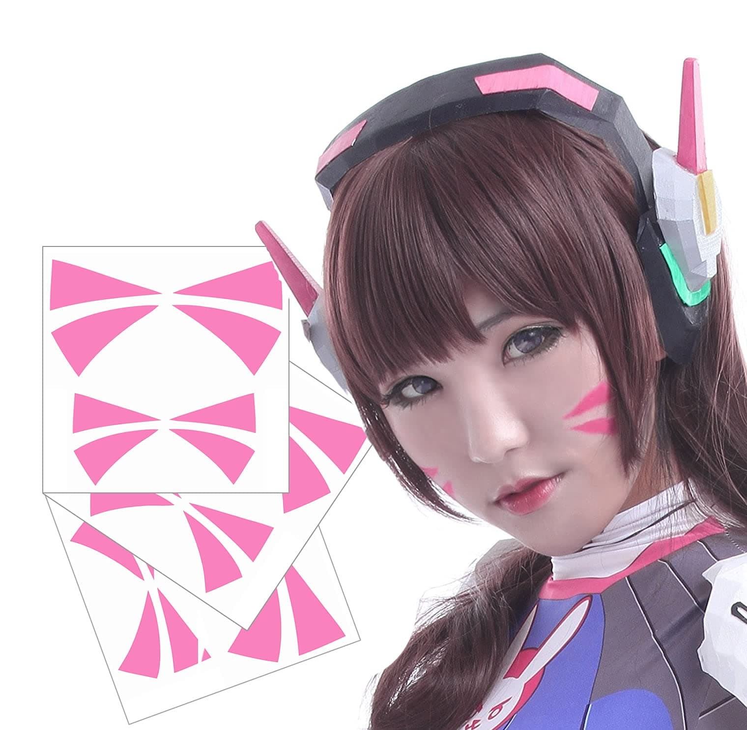 Cosplay Tats OW DVa Face Temporary Tattoos - 2 Sizes