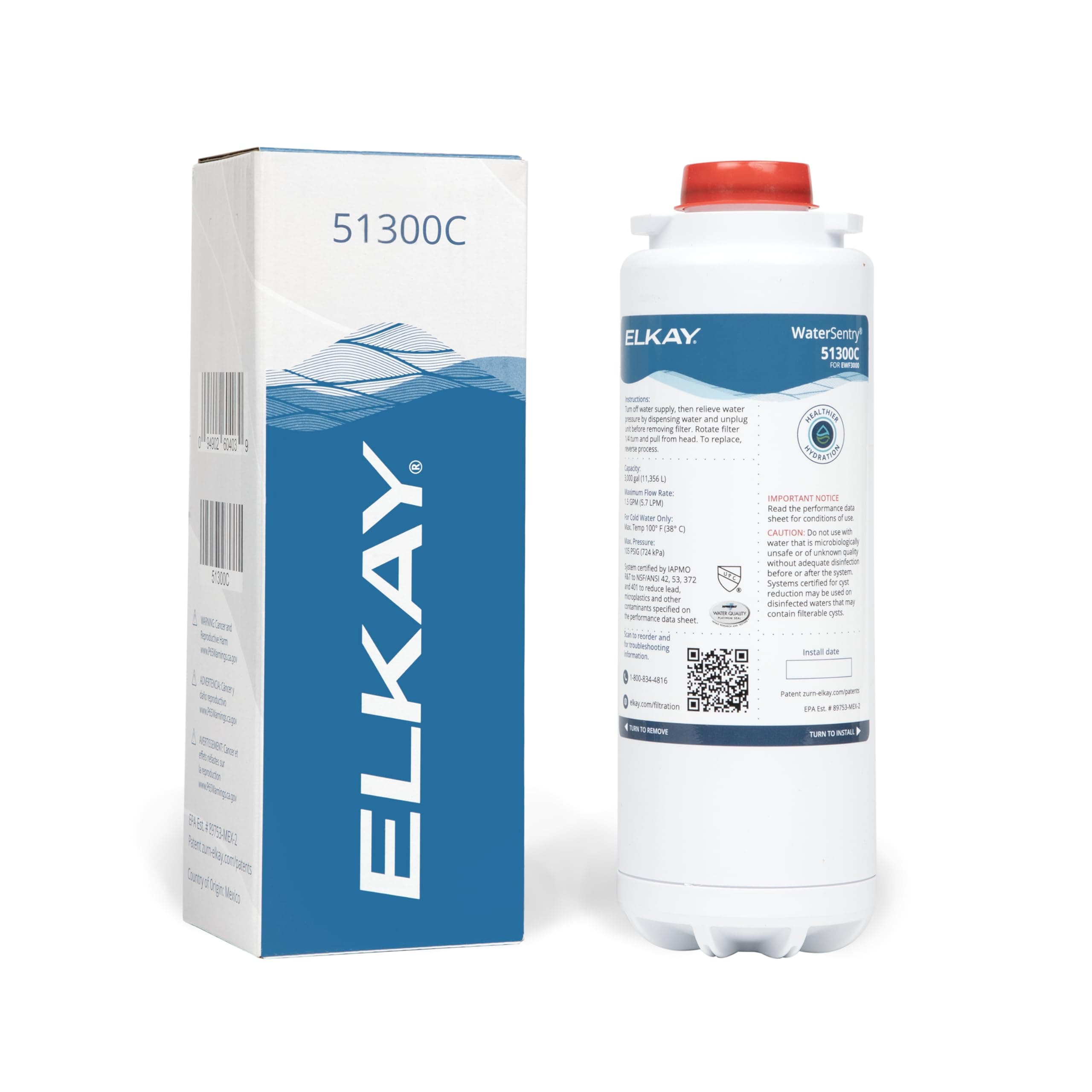 Elkay Genuine WaterSentry 51300C Lead + Microplastics NSF/ANSI Certified Filter (Single)(Bottle Fillers)
