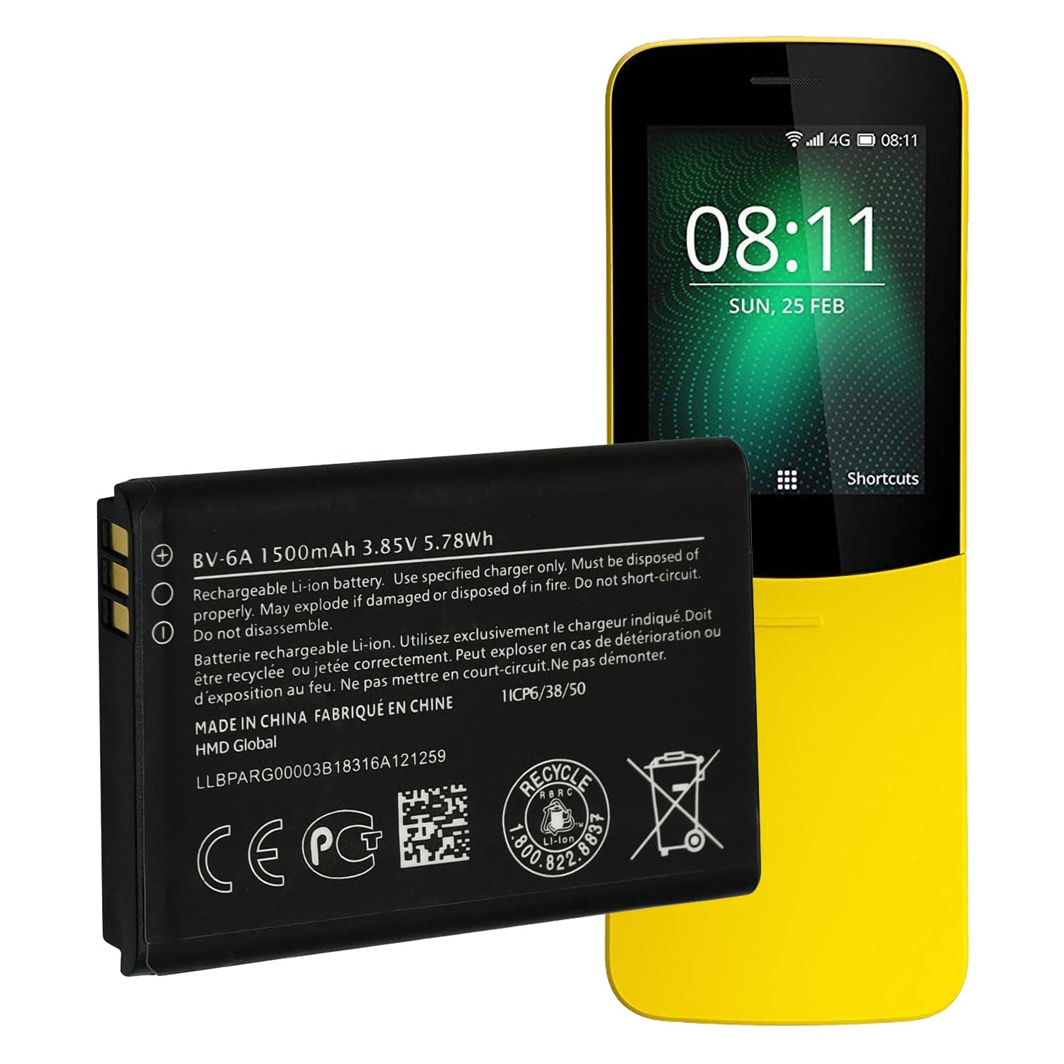 WUHAO BV-6A Replacement Battery Upgraded for Nokia 8110 TA-1071 TA-1067 TA-1059 TA-1048 TA-1295 2720V Battery 1500mAh