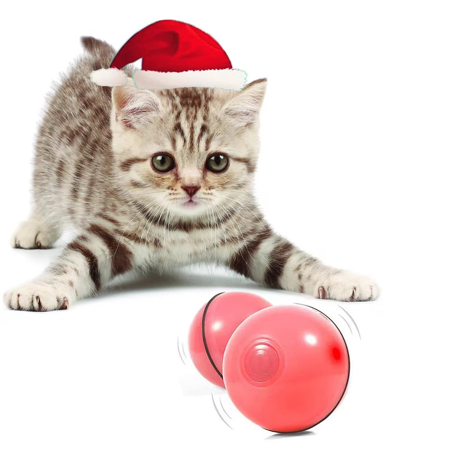 YOFUN Smart Interactive Cat Toy - Upgraded 360 Degree Self Rotating Ball, USB Rechargeable Pet Toy, Build-in Spinning Led Light, Stimulate Hunting Instinct for Your Kitty (Pink)