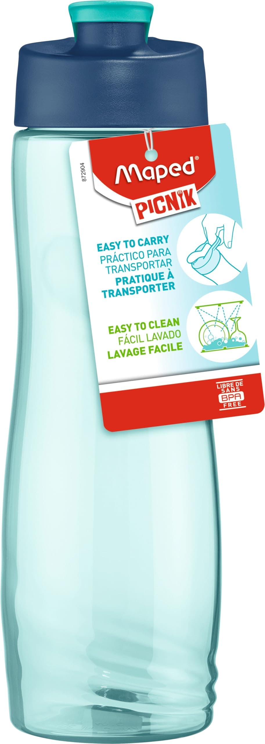 Maped Picnik Origins 750ml Water Bottle - Compact Handle - Simple and Practical Mouth - BPA Free - Easy to Clean - Blue