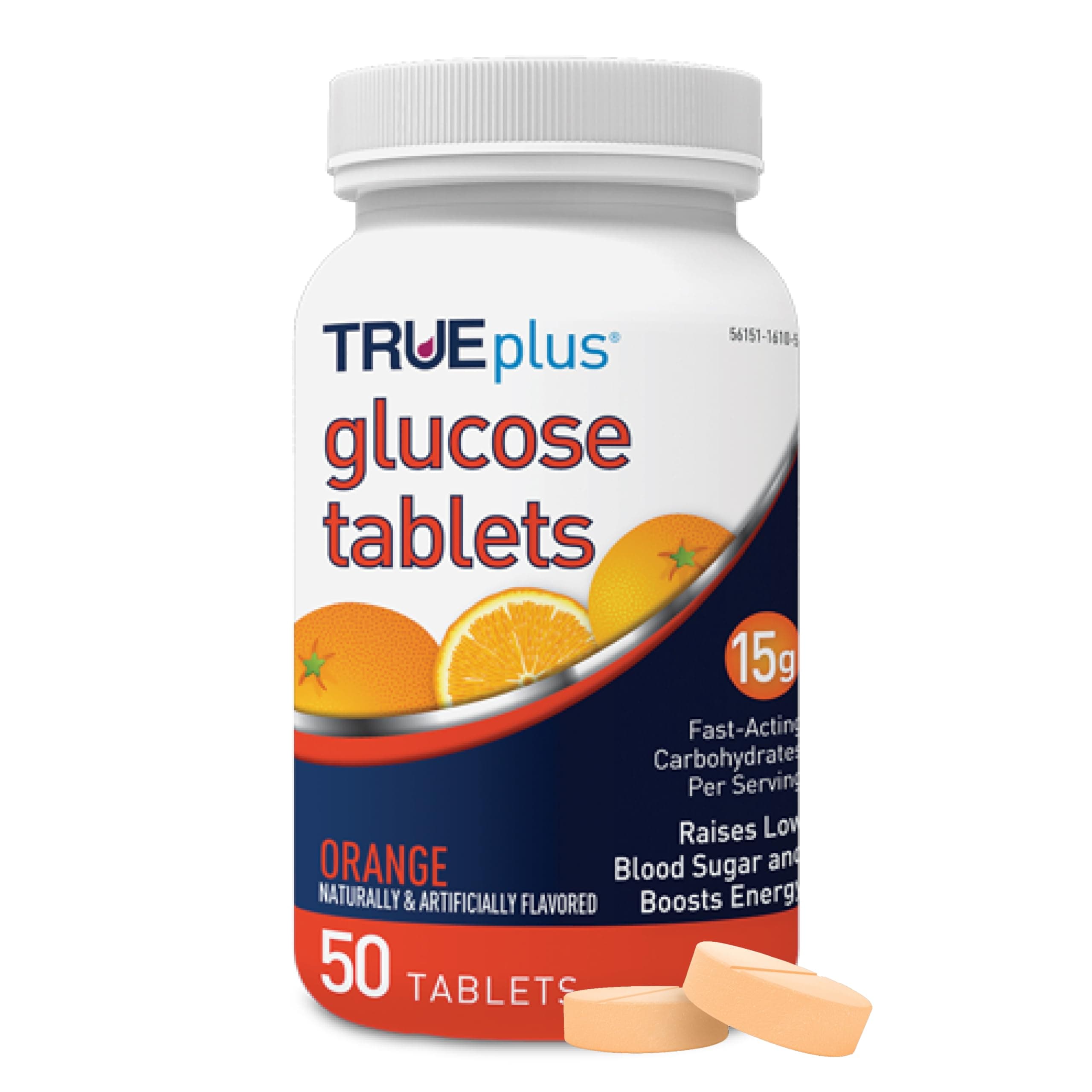 TRUEplus® Glucose Tablets, Orange Flavor - 50ct Bottle - 6 Pack