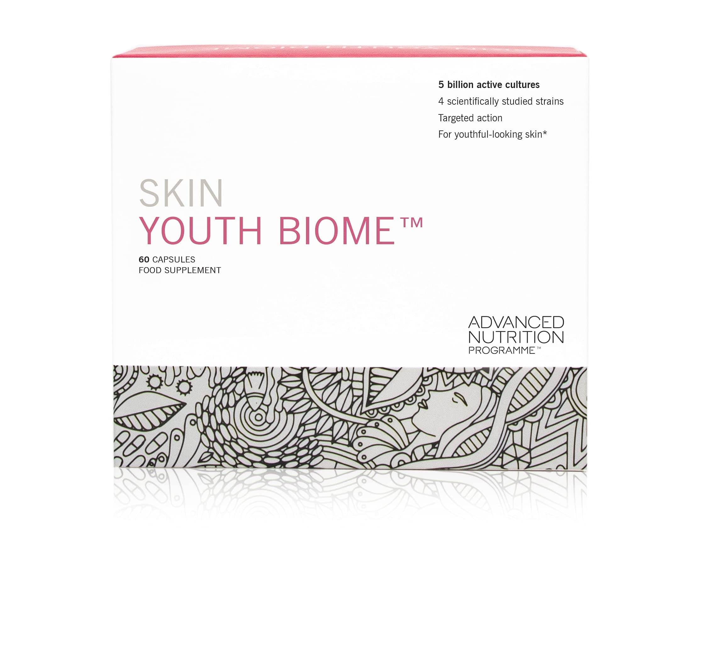Advanced Nutrition Programme - Skin Youth Biome - Complex Supplement, 60 Capsules - Supports Youthful Looking Skin & Collagen Formation - with Beneficial Bacteria and Vitamin C