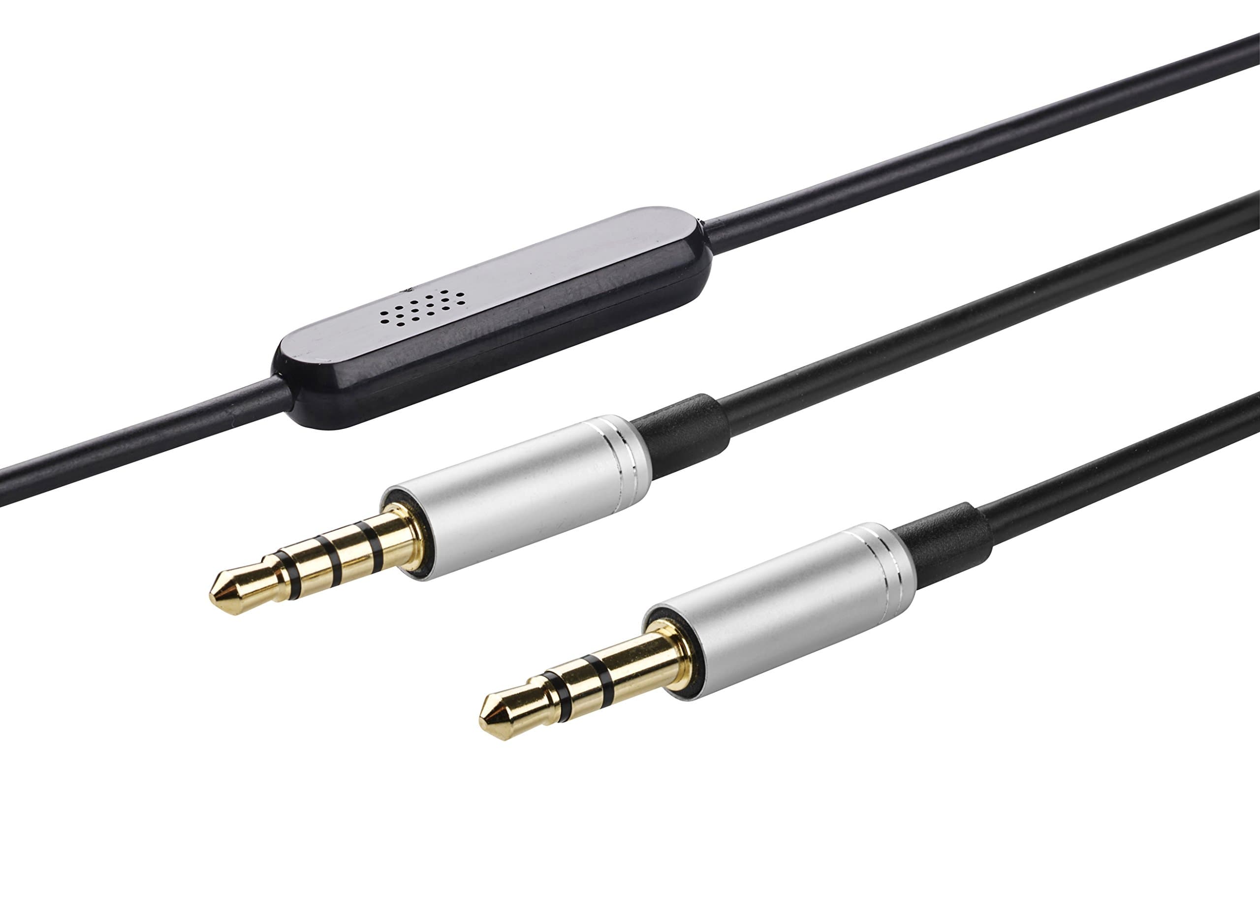 AGS Replacement Cable for Marshall Monitor, Audio Technica, Philips, Sony Headphones – Black Slim Mold Design, 1.2m Earphone Audio Cable w/ In-Built Remote and Mic, Gold-Plated Audio Jacks | Audio Accessories