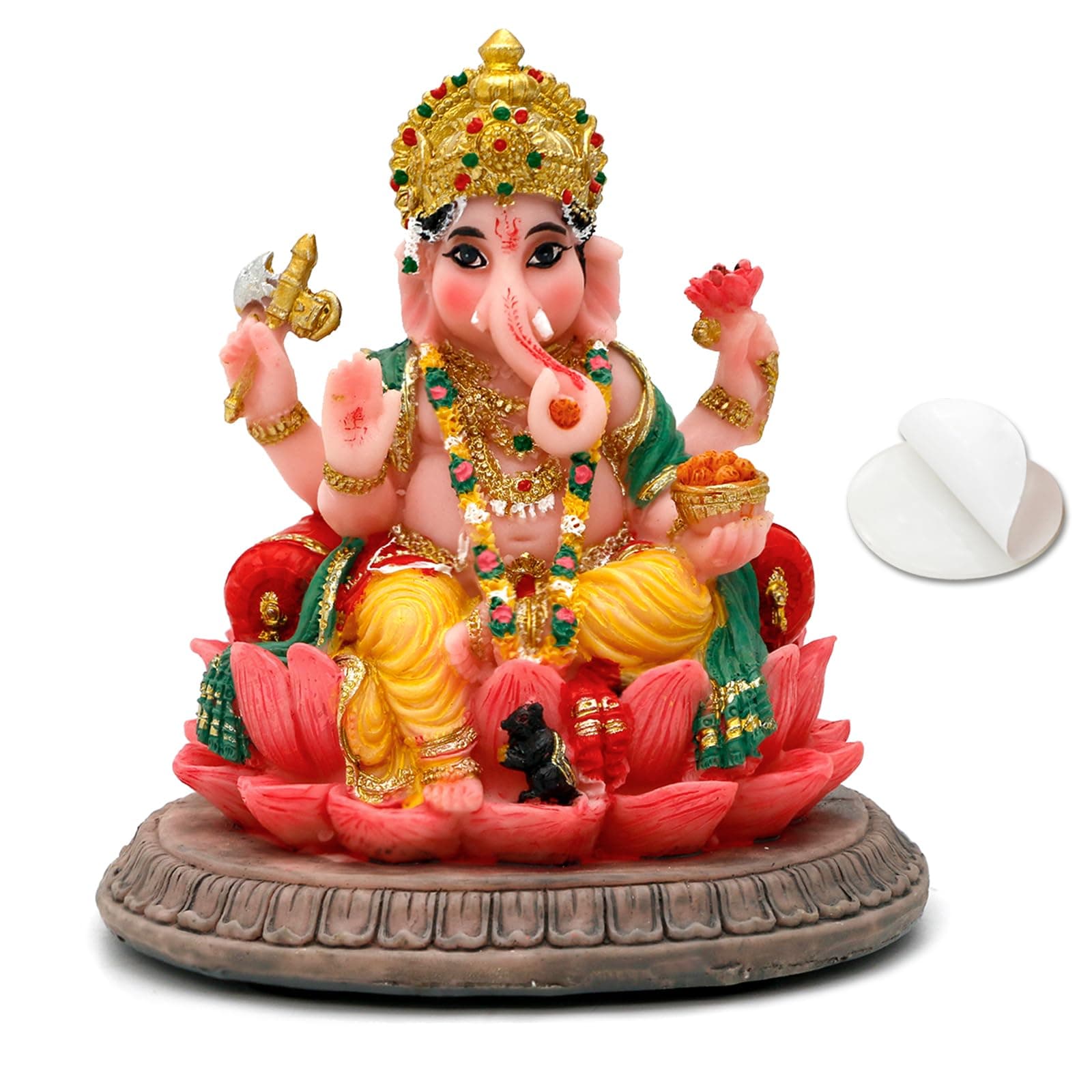 alikiki Indian Gifts Lord Ganesha Statue - 3.6" H Hindu Idol Ganesha for Car Dashboard Ganpati Diwali Gift for Indian Man Women Altar Yoga Studio Meditation Office Home Temple Mandir Puja Item