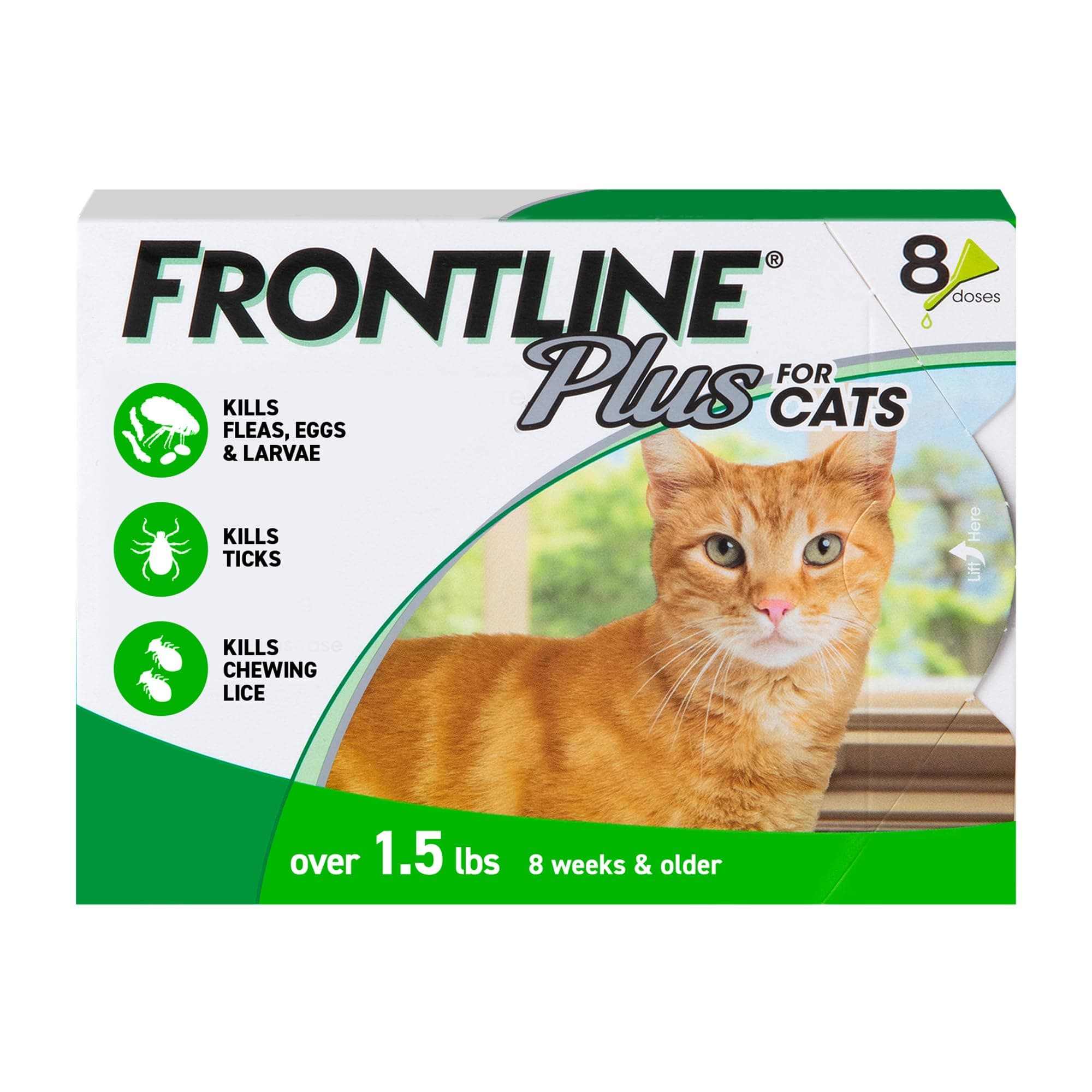 FRONTLINE Plus Flea and Tick Treatment for Cats Over 1.5 lbs. 8 Treatments