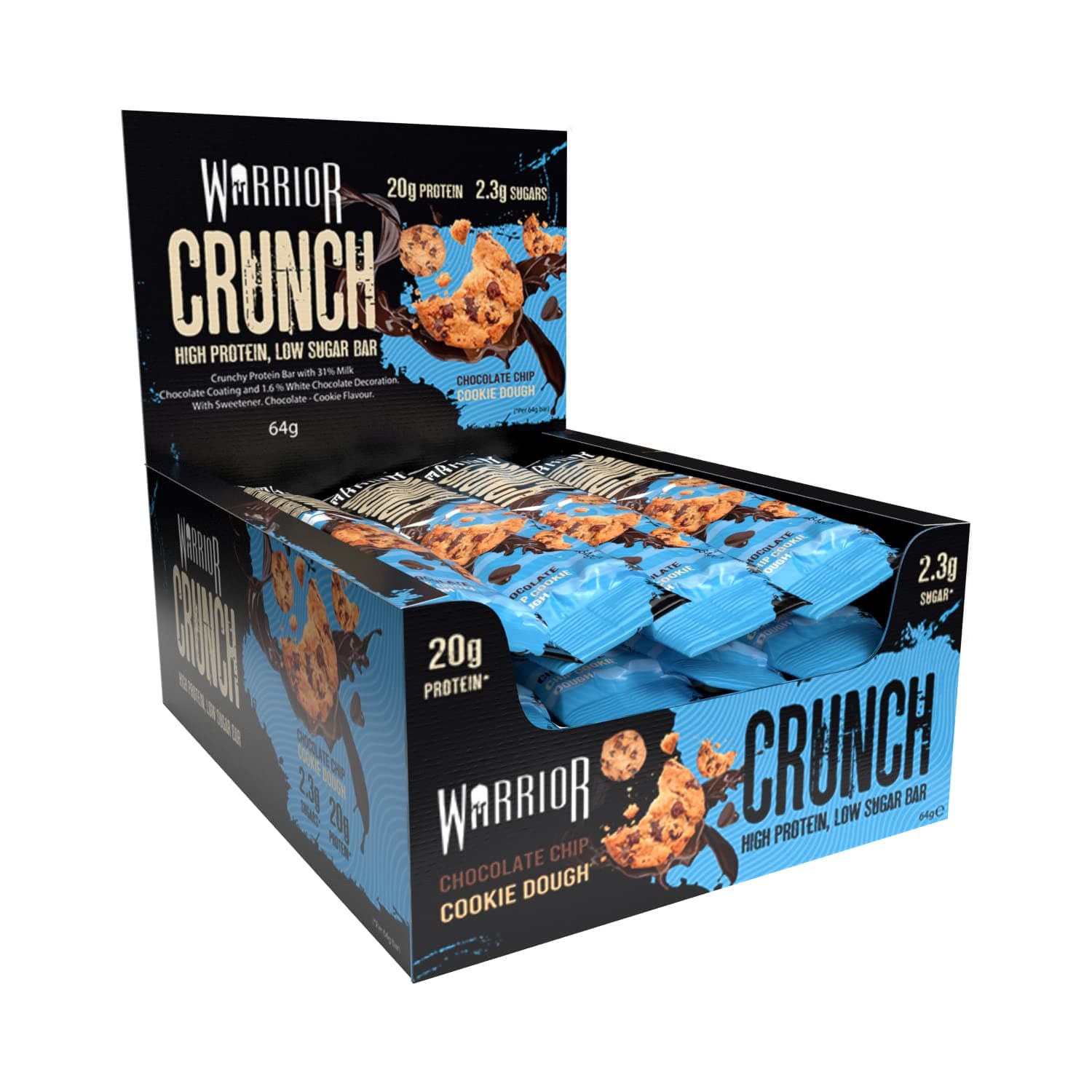 Crunch Protein Bars, Chocolate Chip Cookie Dough 12 x 64g – High Protein Snacks (20g), Low Sugar, Low Calorie Snack Bar, Guilt-Free On-the-Go Treats, Multipack Diet Bars for Weight Loss
