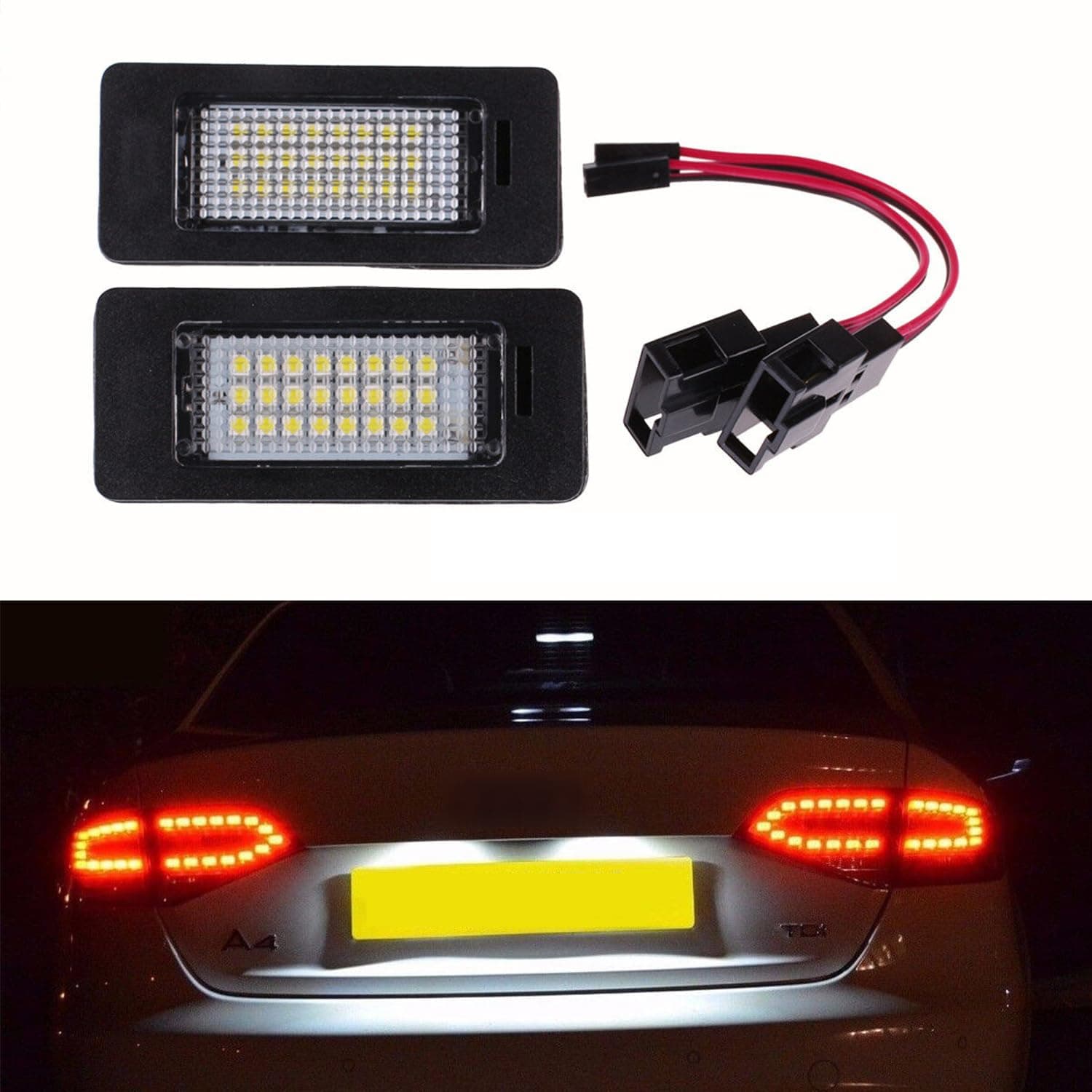 – GSRECY 2 Pcs Error Free LED License Number Plate Lights Lamp Compatible with Audi A4 S4 B8 A5 S5 Q5 TT Passat