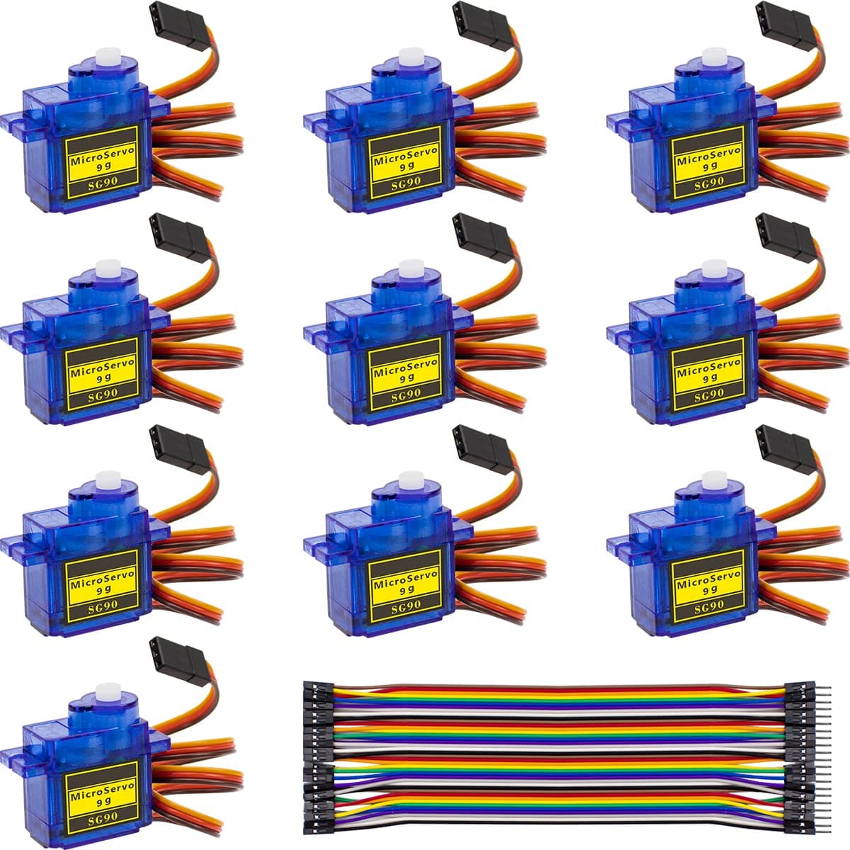 Hosyond 10 Pack Servo Motors SG90 9G Micro Servo for RC Robot Helicopter Airplane Boat Remote Control Toys, Servo for Arduino Project, Blue