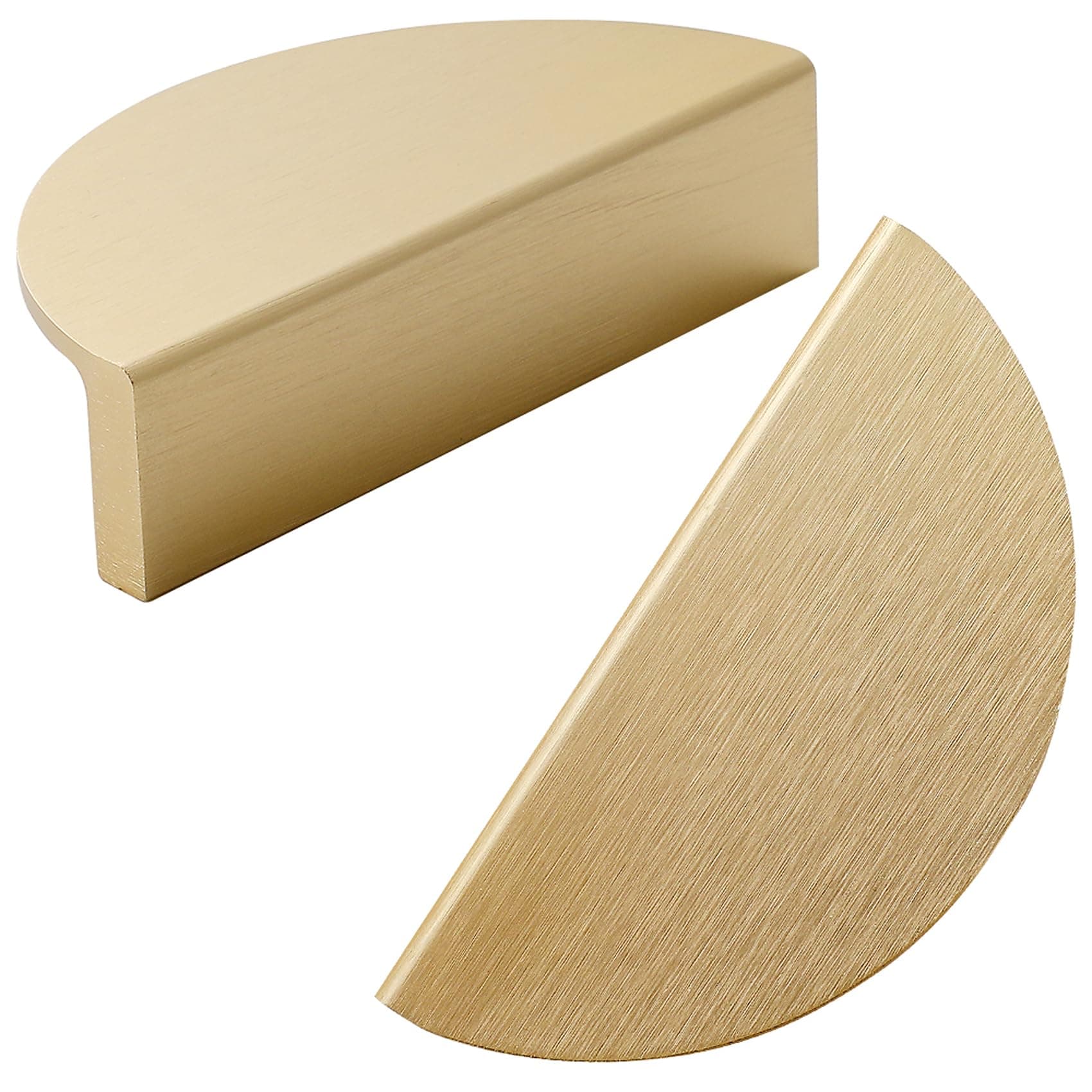 2 Pack Brushed Gold Semicircle Cabinet knobs Kitchen Cabinet Pulls with Vintage Cupboard Drawers Hardware Dresser Drawer Handles Kitchen Cabinet Handles (S, 2 Pack, Brushed Gold)