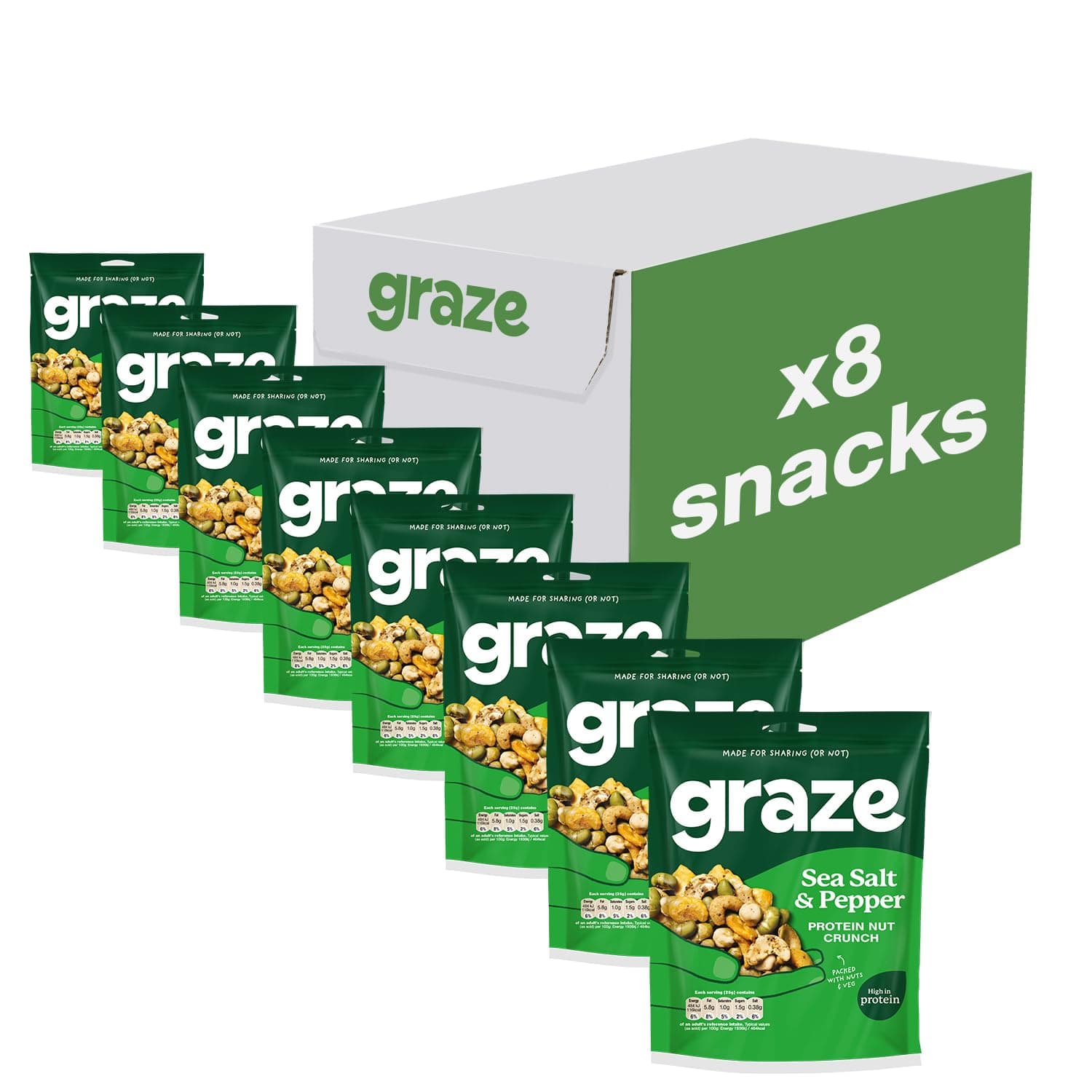 Graze - Salt & Pepper Savory Snacks - Vegan Savoury Snacks, High in Protein & Fibre - Pack of 8 snacks