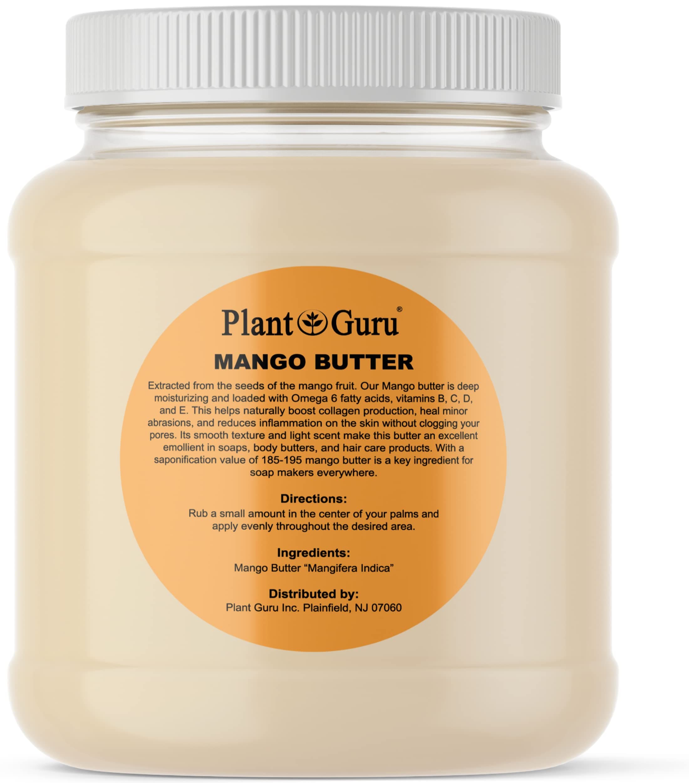Raw Mango Butter 3 lbs. Bulk Jar - 100% Pure Natural Unrefined - Great for Skin, and Hair Growth. DIY Soap Making, Body Butters, Lotions and Creams.