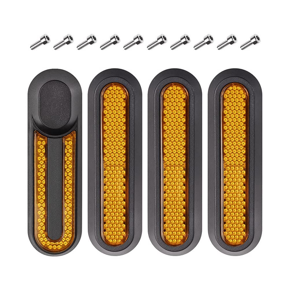 4 Pcs Scooter Rear Side Wheel Covers Reflective Rear Wheel Covers Reflective Strip Scooter Wheel Hubs Caps with 10 Screws for Mi Pro 2 /M365/1S