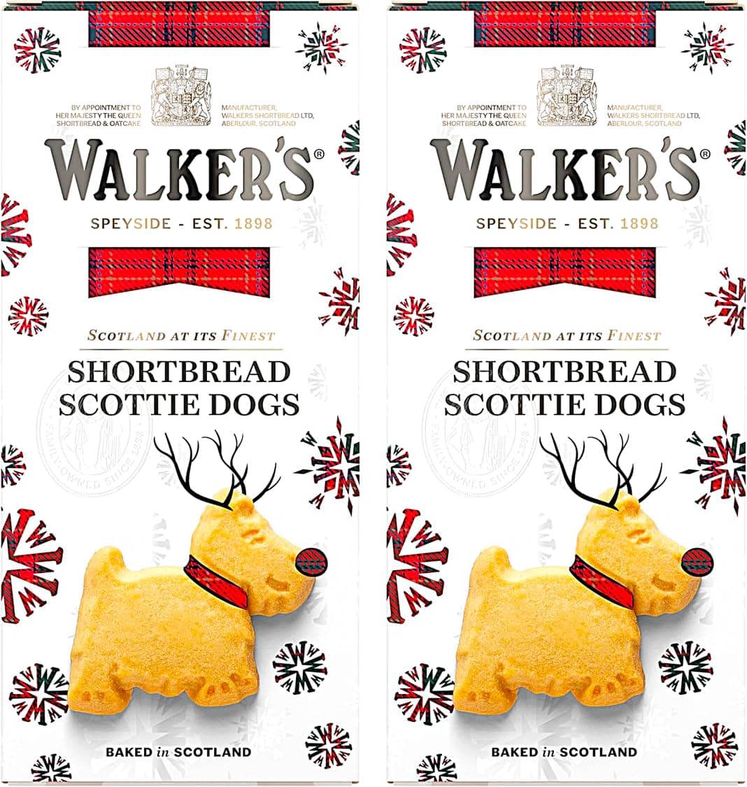 Walkers All Butter Shortbread Scottie Dogs Mini Biscuits | Pack of 2 x 120g | Suitable for Vegetarians
