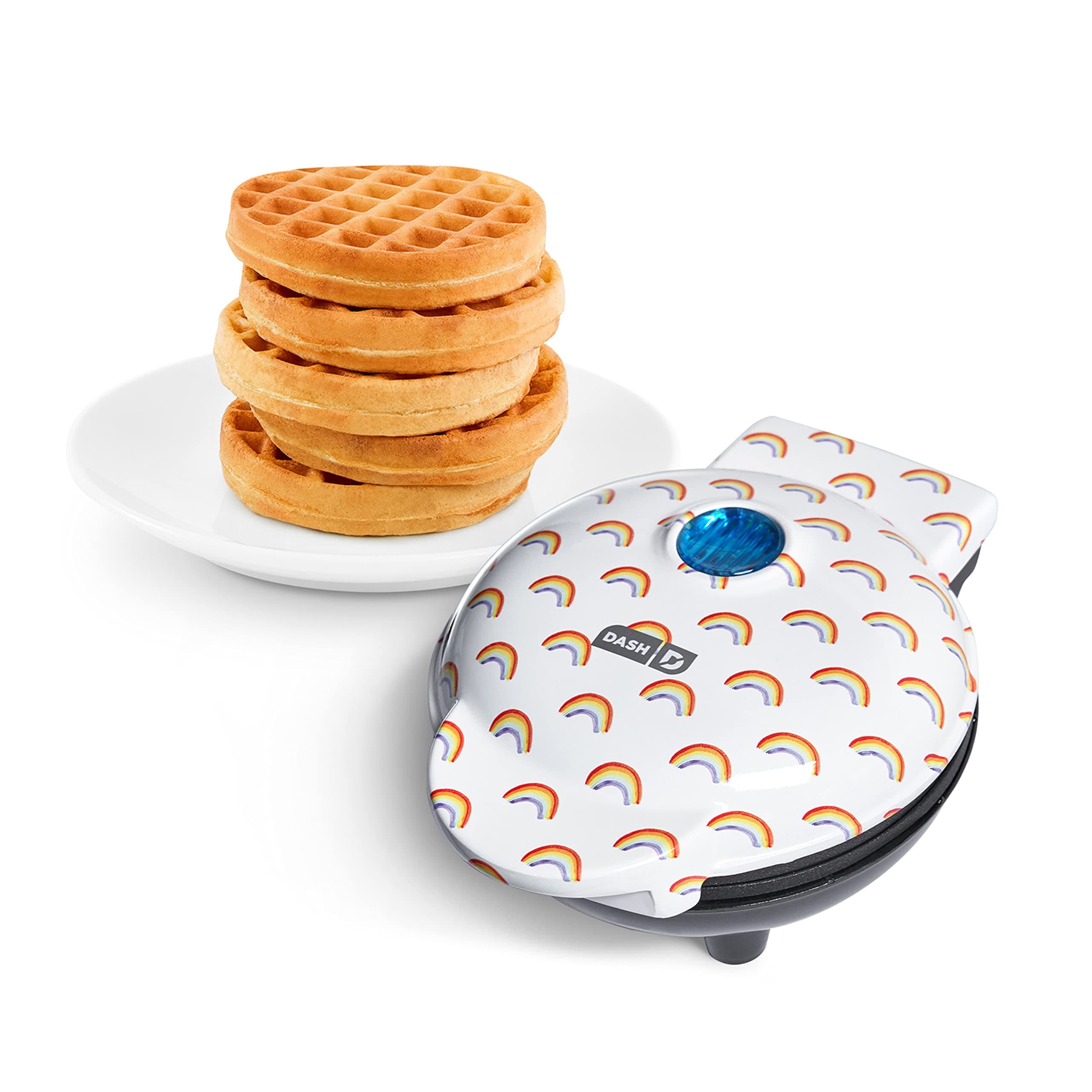 Dash Mini Waffle Maker- Compact Electric Waffle Iron - Stylish Machine with nonstick surface - Quick Breakfast & Snacks - Rainbow Print