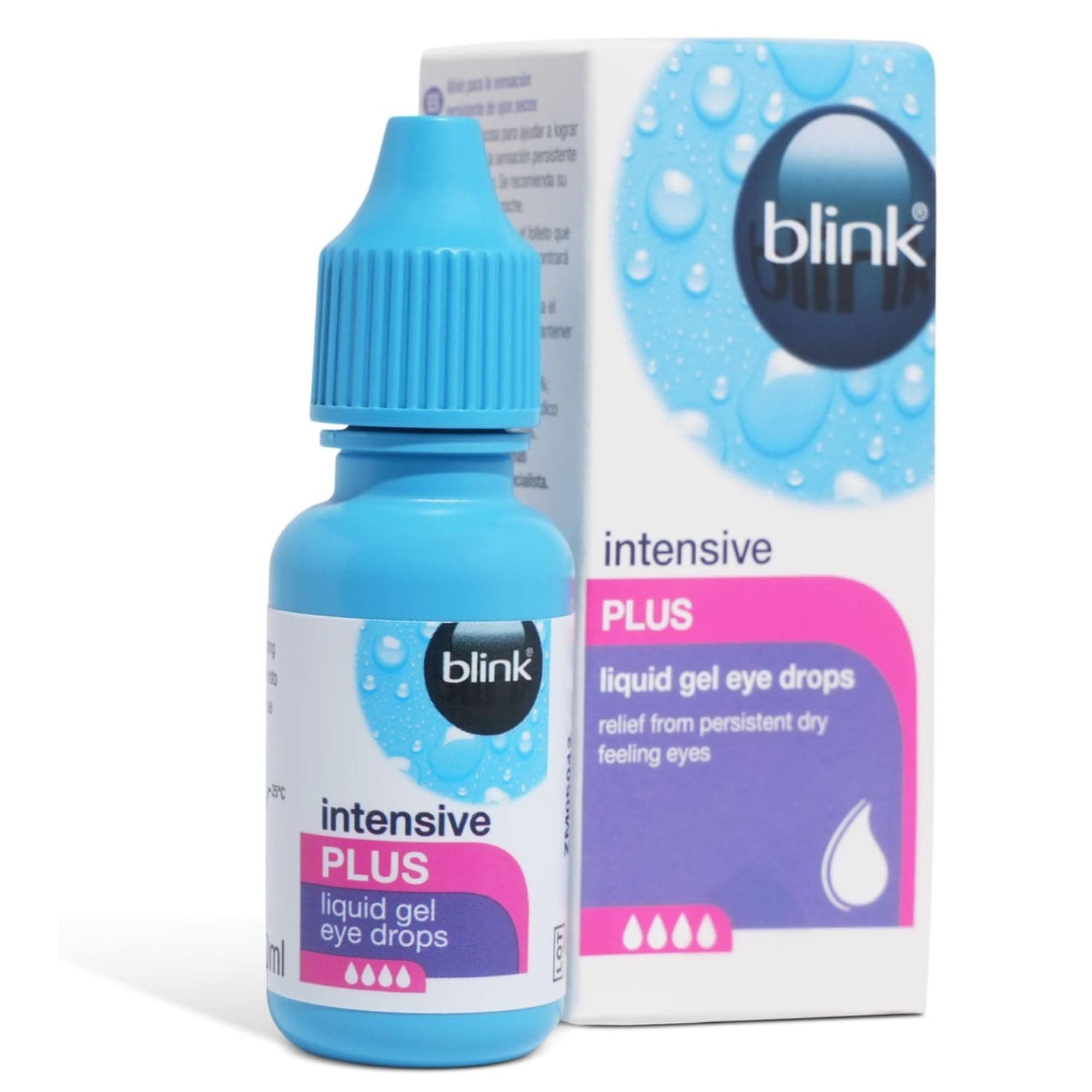 Intensive Plus Liquid Gel Eye Drops - Relief from Dry Eyes - Instant & Long-Lasting Lubricating Eye Drops with Hyaluronic Acid, Suitable for Use with Contact Lenses, 10 ml