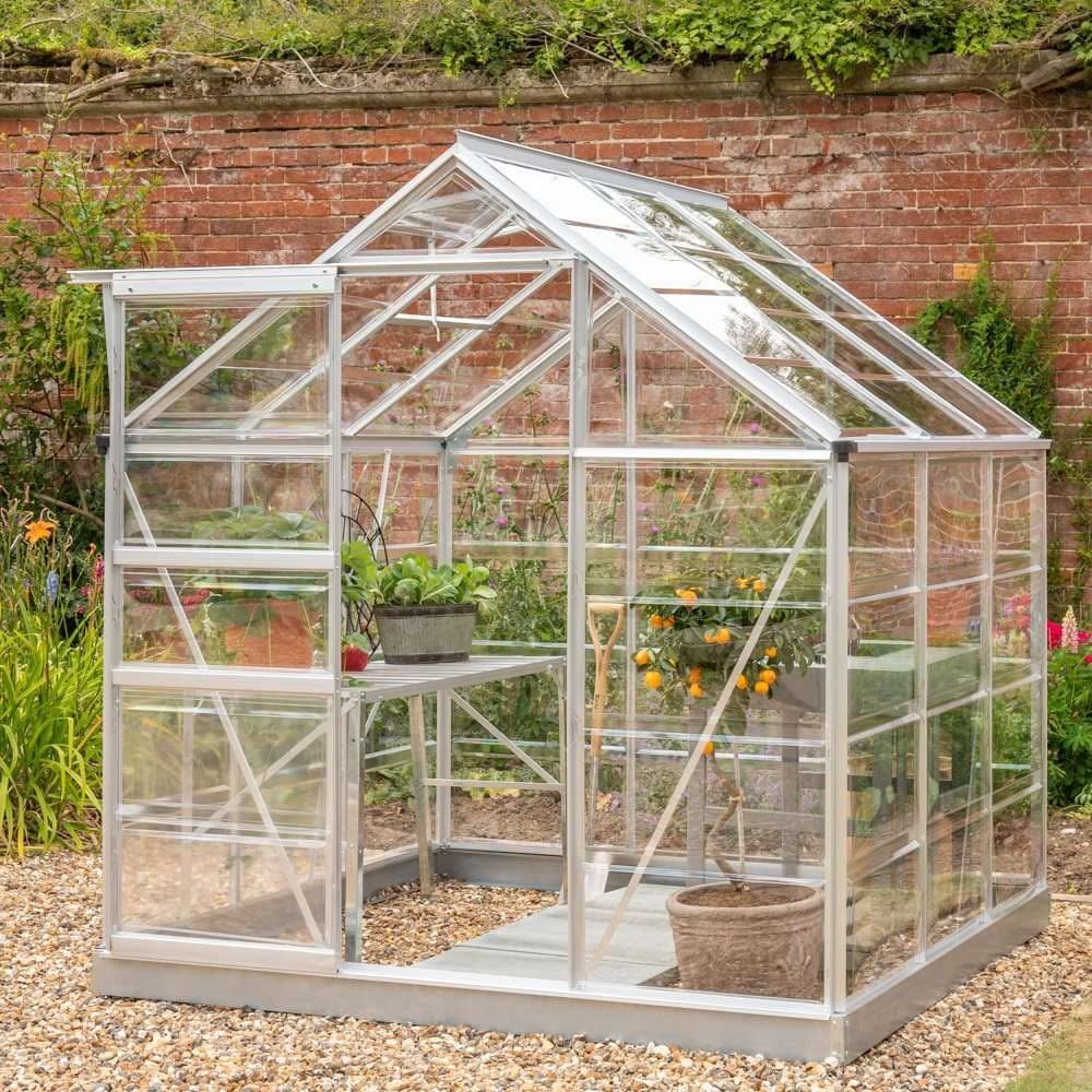 Lacewing™ 6Ft x 6Ft Clear Polycarbonate Greenhouse Silver Frame