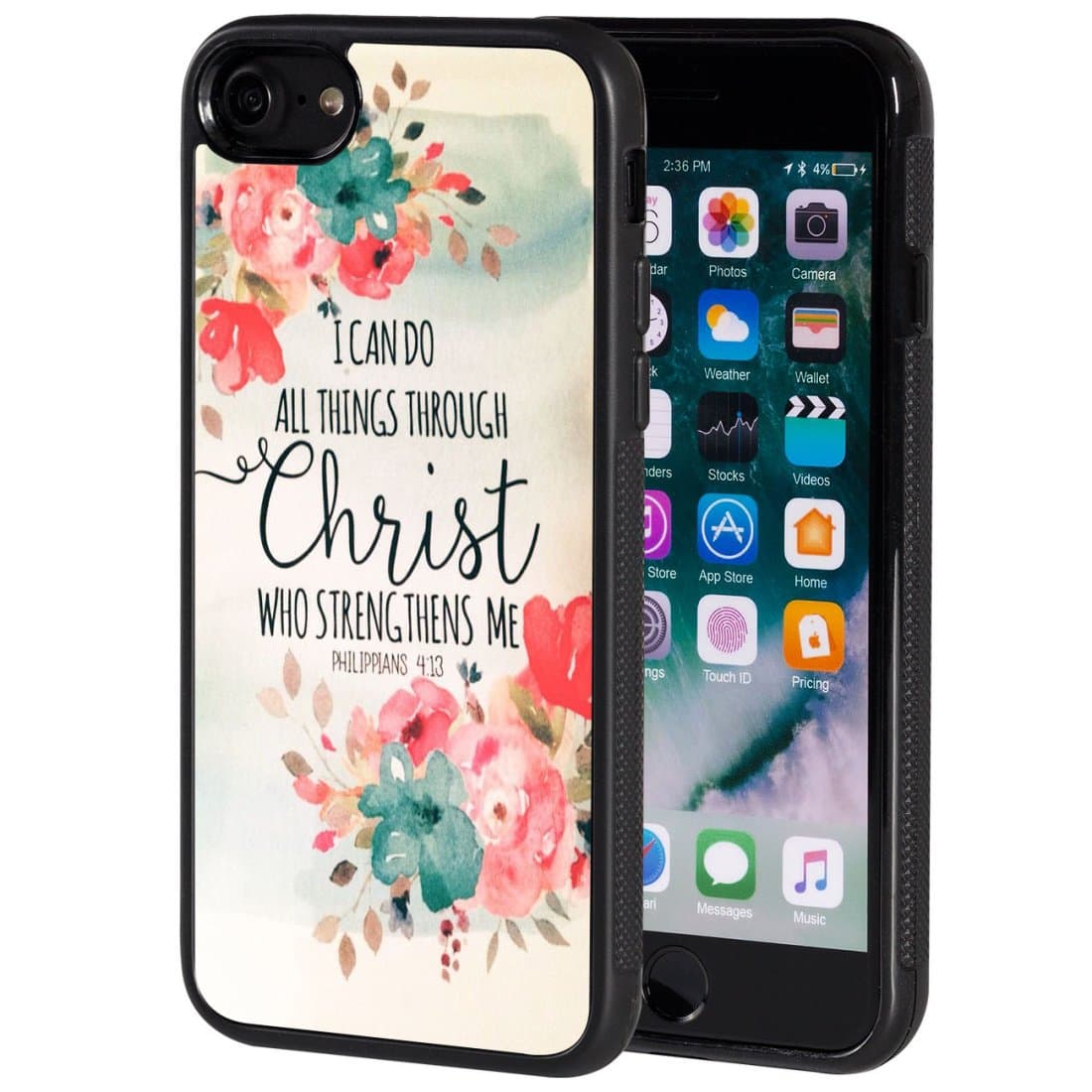 iPhone 8 Case,AIRWEE Slim Anti-Scratch Shockproof Silicone TPU Back Protective Cover Case for iPhone 8 4.7 Inch,Christian Quotes Bible Verses Philippians 4:13