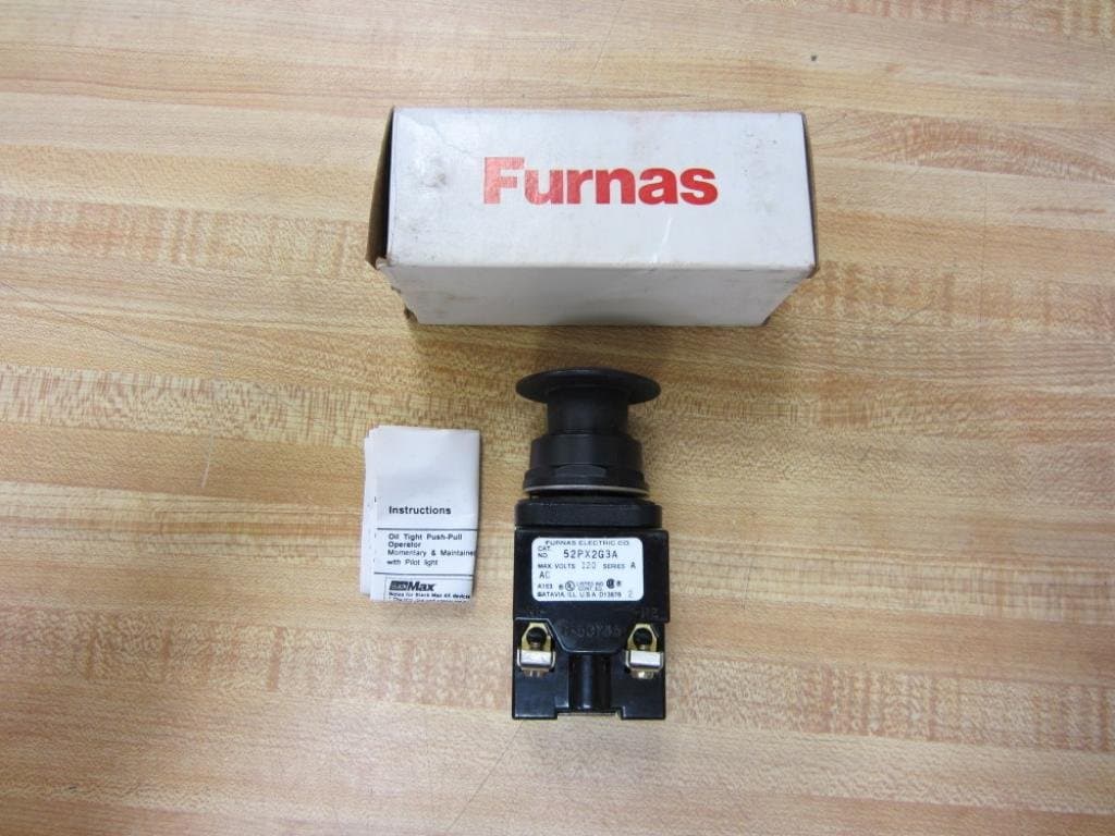 FURNAS ELECTRIC CO 52PX2G3A 120V, Illuminated, 2POSITION, Push Pull Button, Green