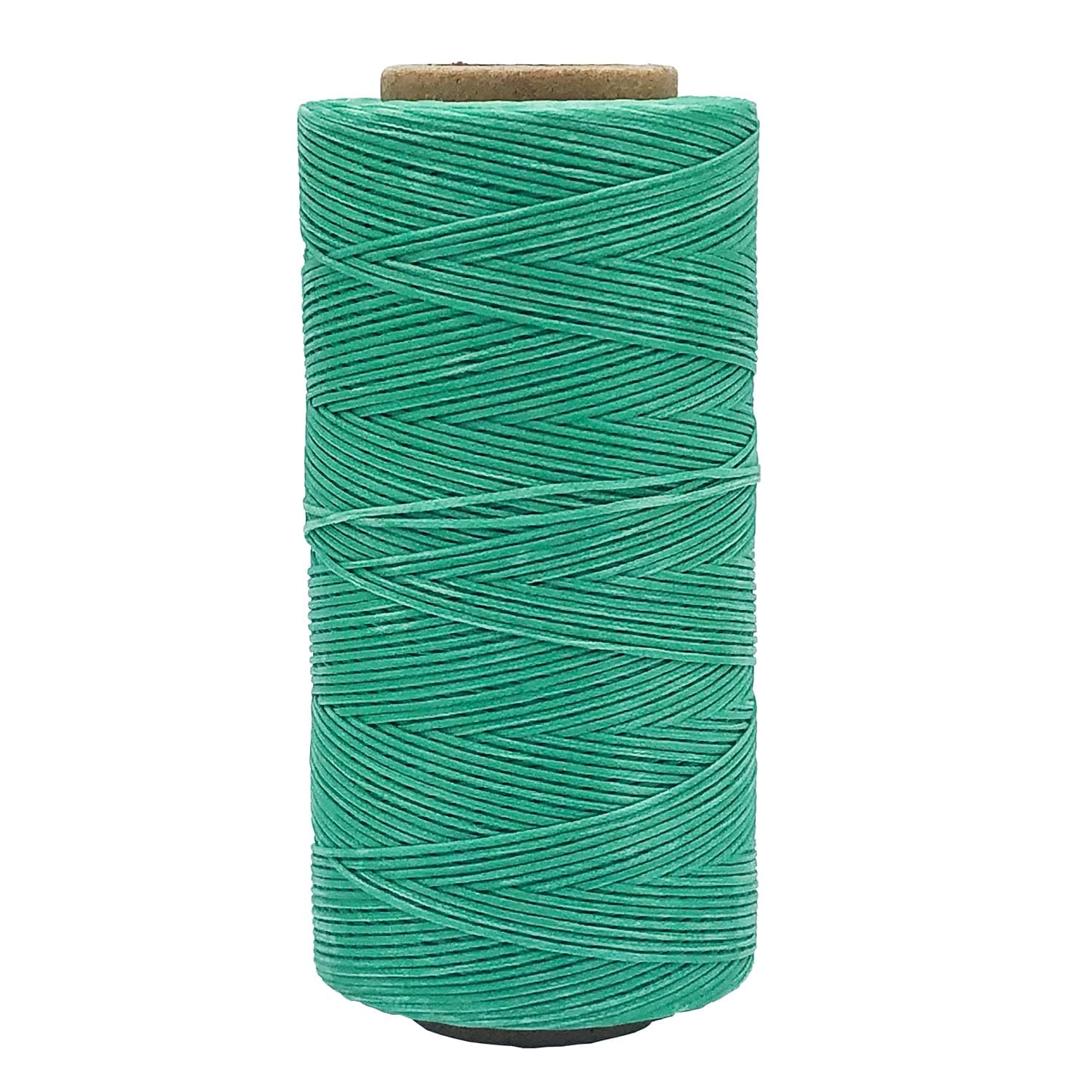 Waxed Leather Sewing Thread 295 Yds 0.8MM 150D Flat Polyester DIY Handcraft Stitching Cord No Knotting (Light Green S032)