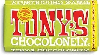 Tony's Chocolonely Milk Creamy Hazelnut Crunch Chocolate Bar - 180g, Milk Chocolate, Gift, Vegetarian - Belgian Fairtrade Chocolate