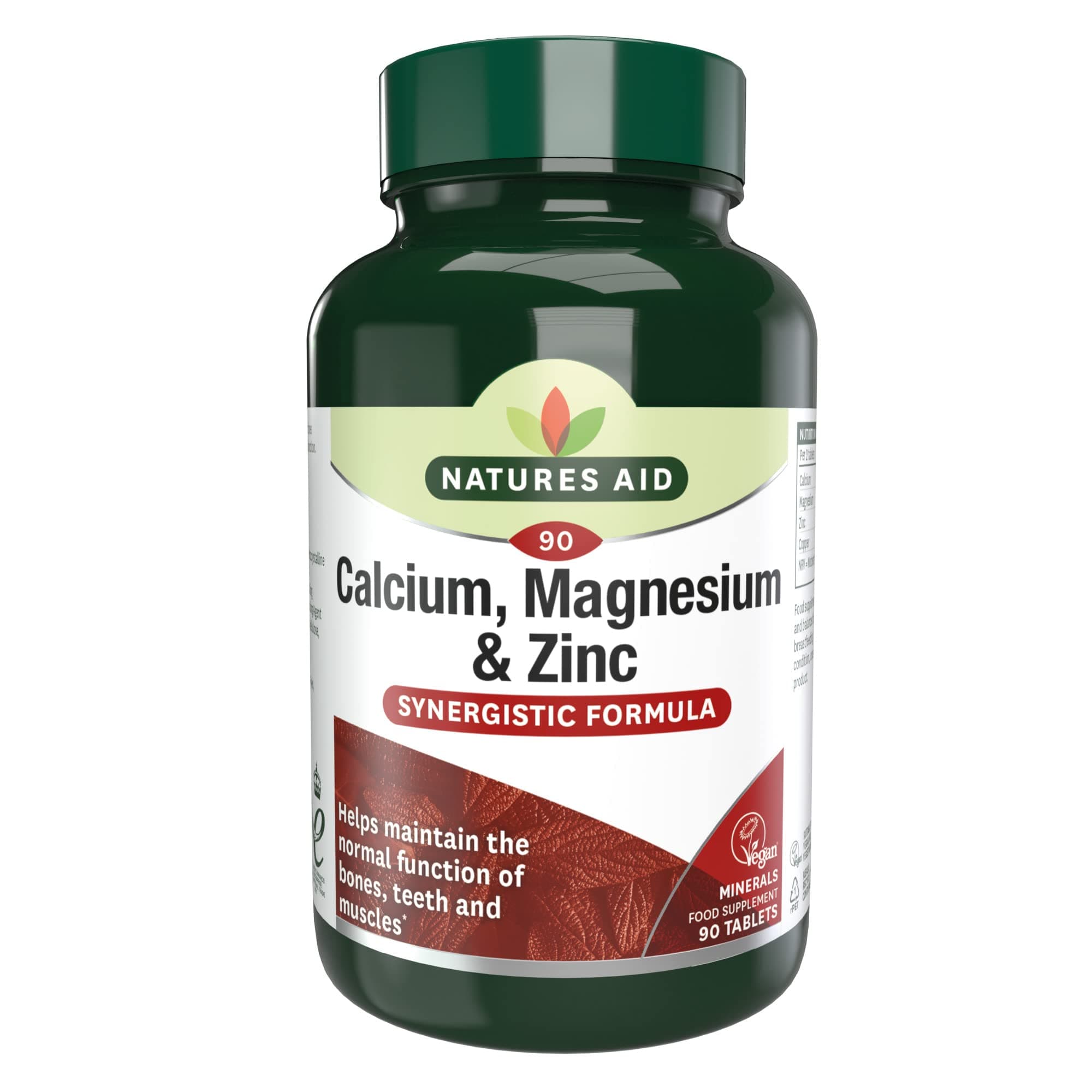 Calcium Magnesium Zinc - Supports Bones Teeth Muscle Function & Immunity - High Potency Natural Immune Health Supplement - Vegan, Non-GMO, Gluten-Free - 90 Tablets