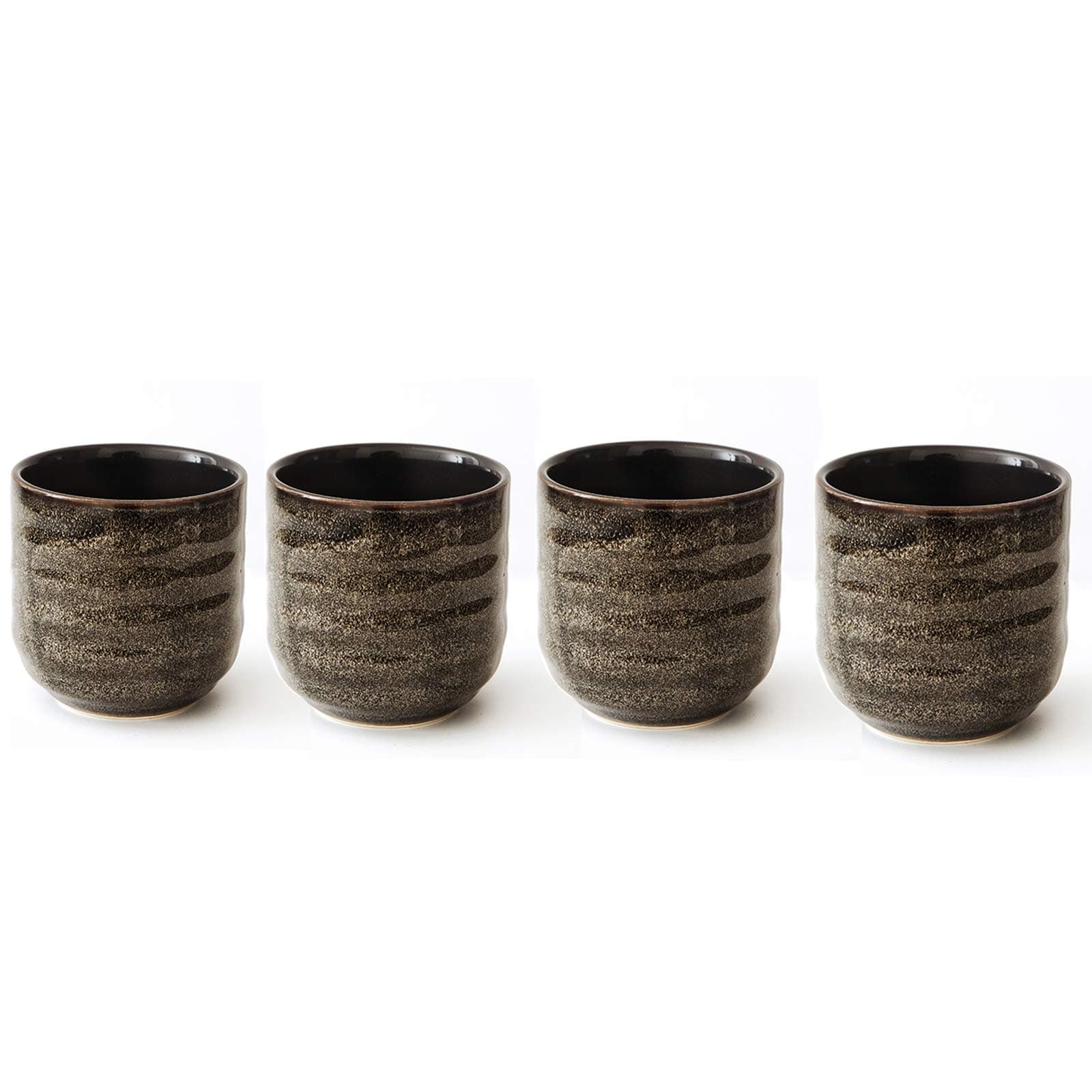 Japanese style ceramic tea set, tea cup, coffee cup, yerba mate set, Ceramic mate cup set of 4 (Brown grey)