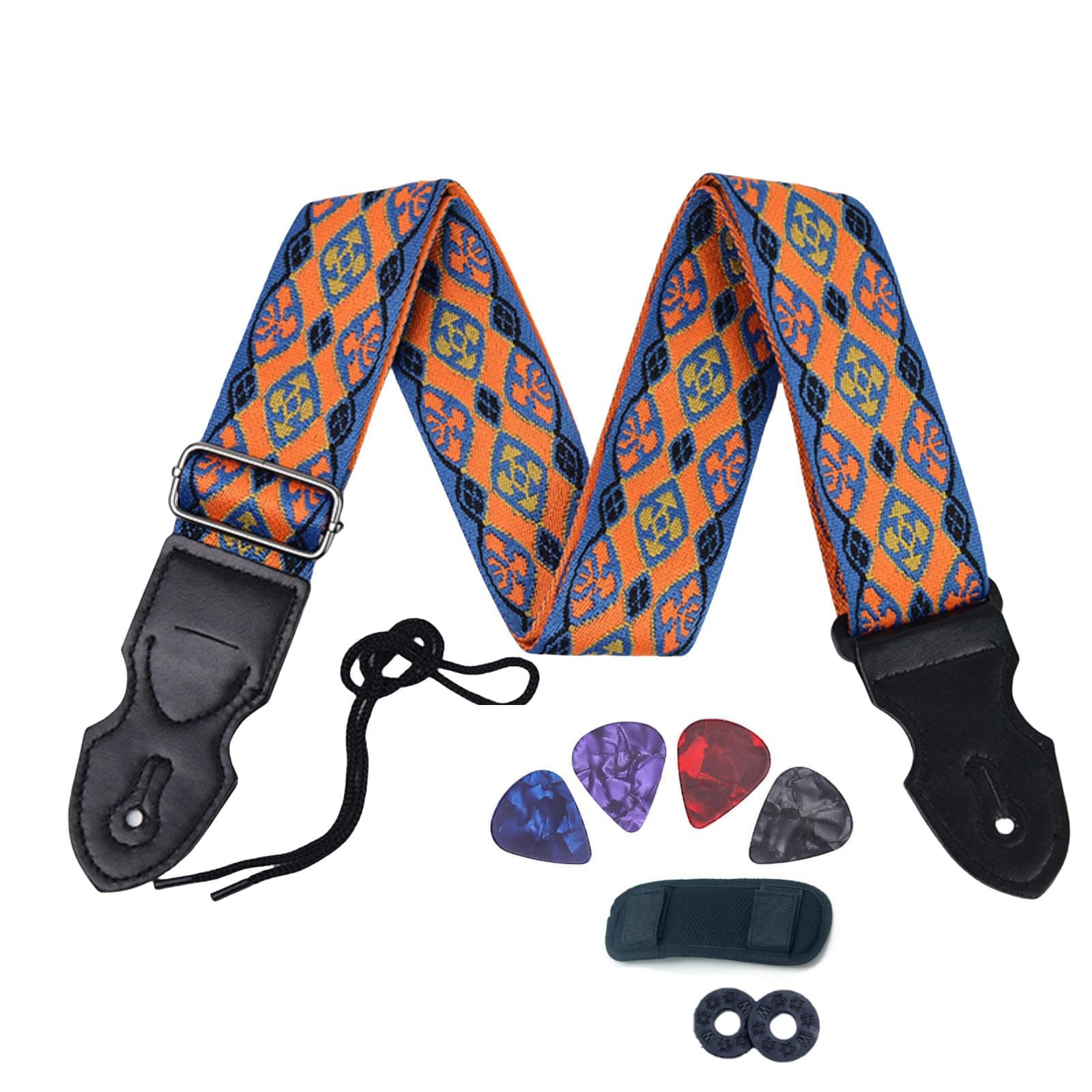 Boho Guitar Strap ，Adjustable Woven Embroidered Guitar Strap Suitable For Bass Electric Guitar Acoustic Guitar