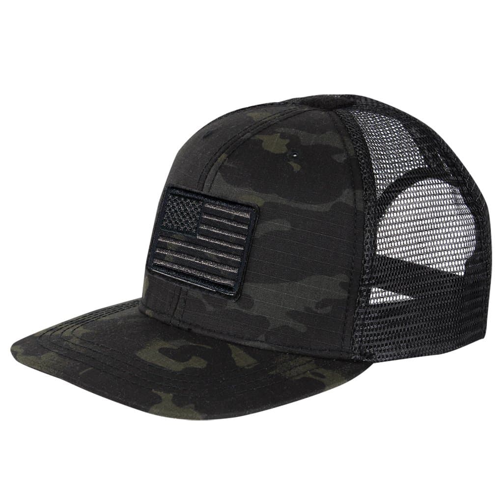 Gadsden and Culpeper Trucker Tactical Cap & Patch Bundle - Multicam-Black