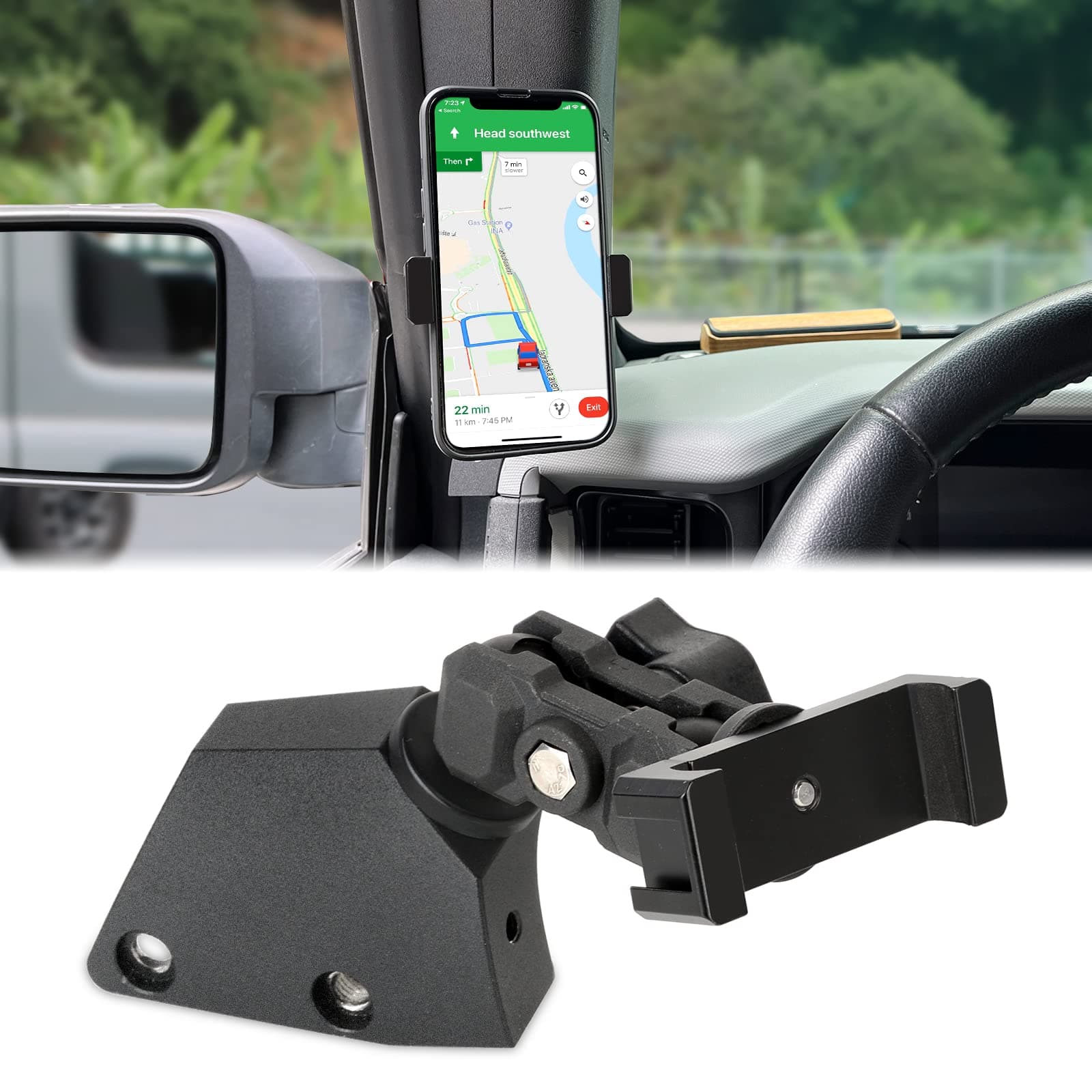 Phone Holder Mount Mounts on Dashboard for Ford Bronco 2021 2022 2023 Custom Adjustable Stabilizer Bronco Cell Phone Holder