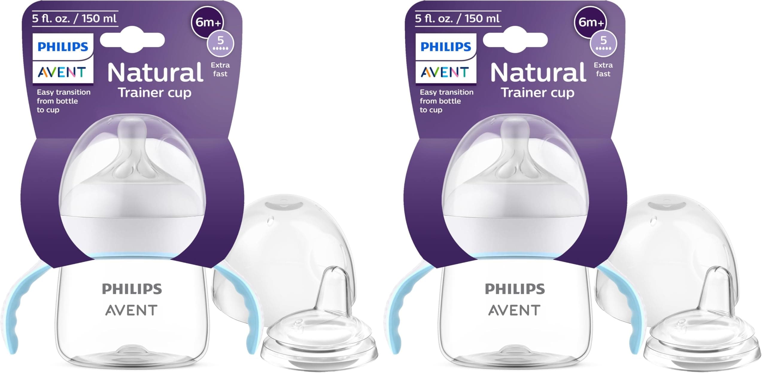 Philips Avent Natural Trainer Sippy Cup with Natural Response Nipple and Soft Spout, 5oz, 1pk, SCF263/01 (Pack of 2)