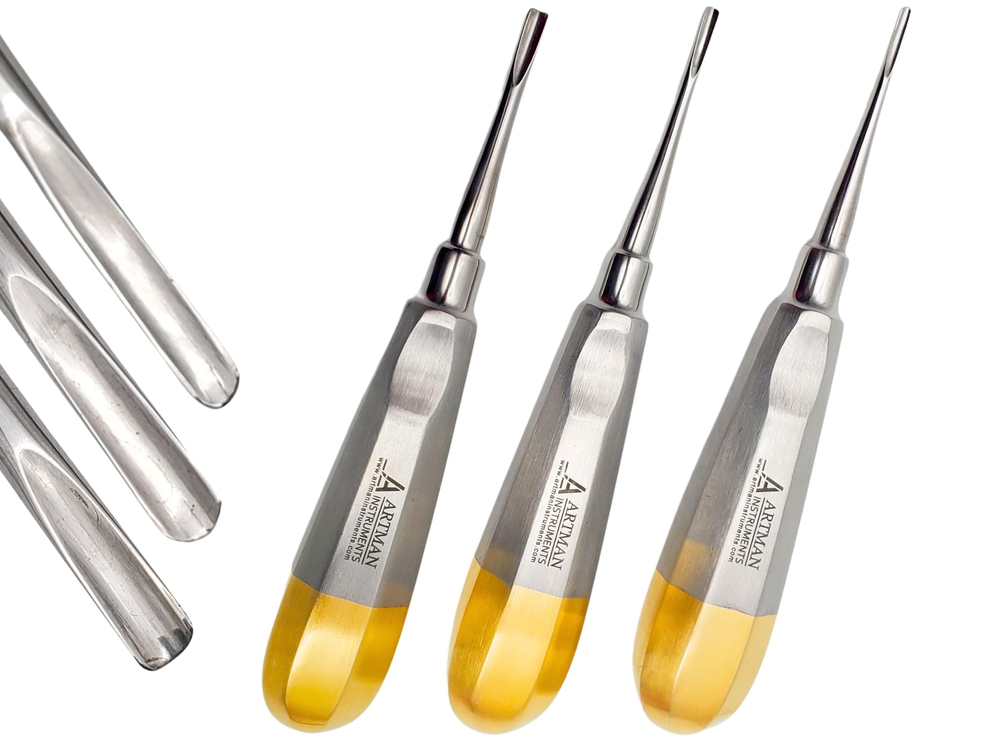 ARTMAN INSTRUMENTS Dental Straight Extraction Elevators – 2mm, 3mm, 4mm Root Tip & Gouge Elevators, Autoclavable Stainless Steel, Tooth Extraction Tools for Oral Surgery