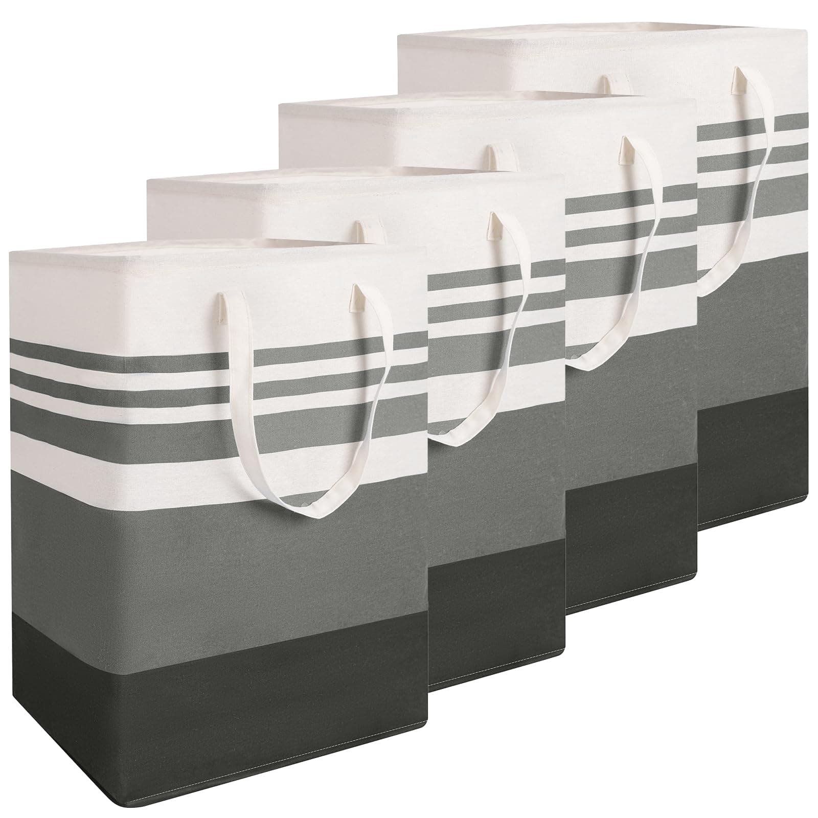 4 Pack Large Laundry Basket 80L with Long Handles, Free Standing Collapsible Waterproof Laundry Hamper Folding Tall Clothes Hamper, Easy Carry and Storage for Dorm, Family, Travel