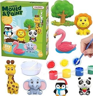 SUPER TOY DIY Mould and Paint Craft kit, Paint Your Own Animal Painting Kit Plaster Figurine Set with Pigments, Palette & Mold Art & Craft Set - Educational Toys for 3-12+ Year Old Boy & Girl
