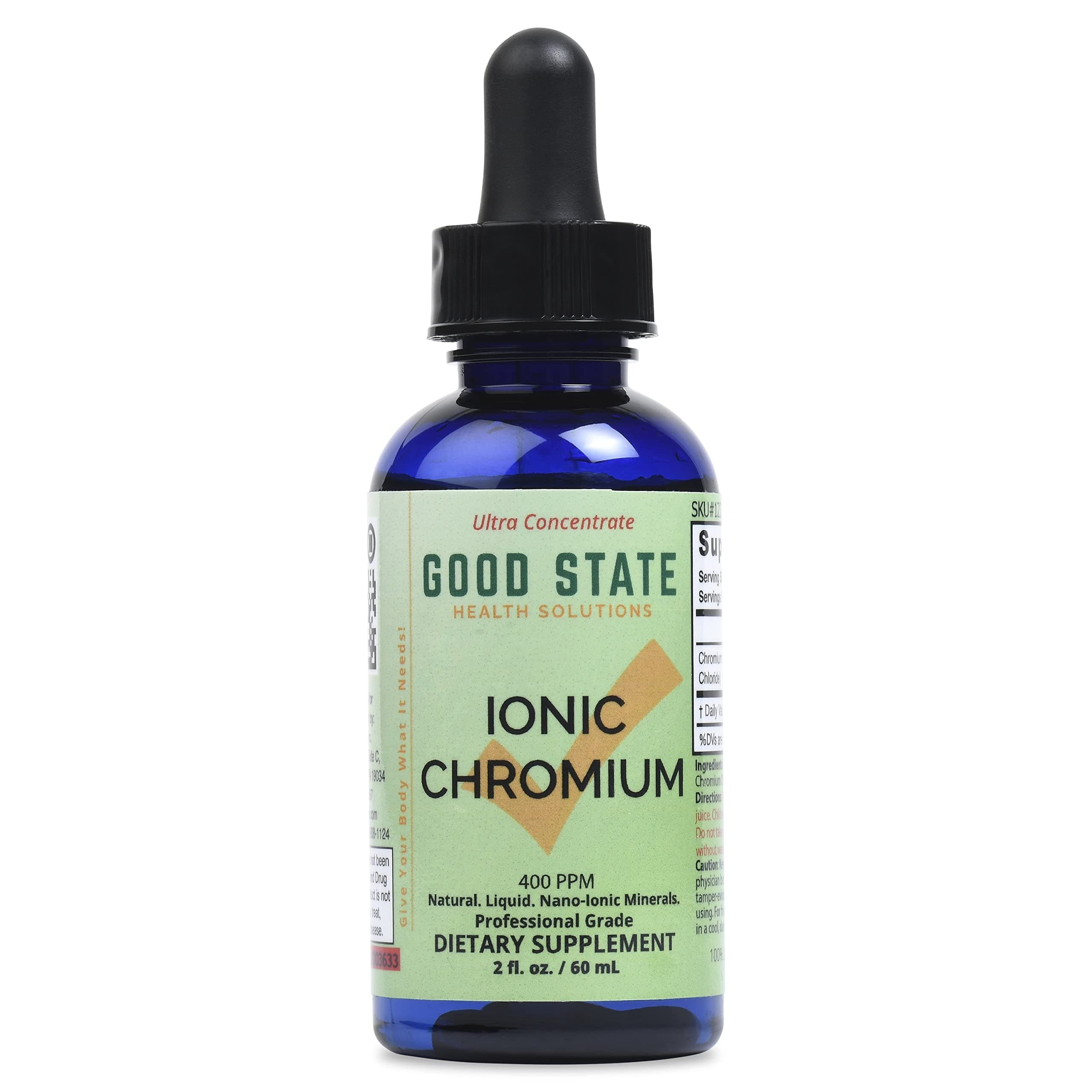 Good State | Ionic Chromium | Natural | Liquid Concentrate | Nano Sized Mineral Technology | Professional Grade | 10 Drops Equals 200 mcg | 1.6 Fl oz Bottle