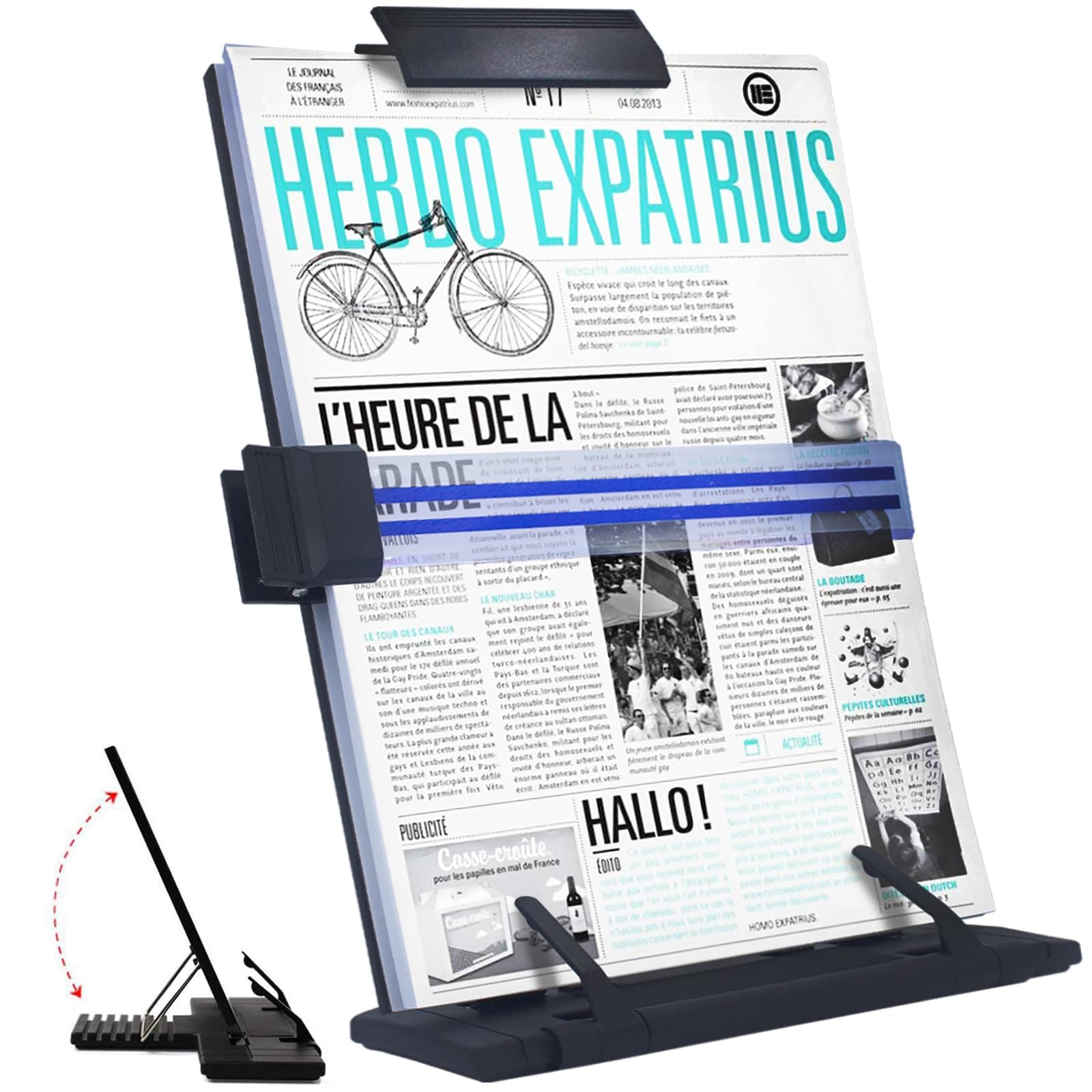 Barelove Document Holder Paper Stand with 7 Adjustable Positions, Black Metal Paper Holder Stand for Desk When Typing for Reading A4 Letter, Books, Music Sheet, Receipts, Textbooks