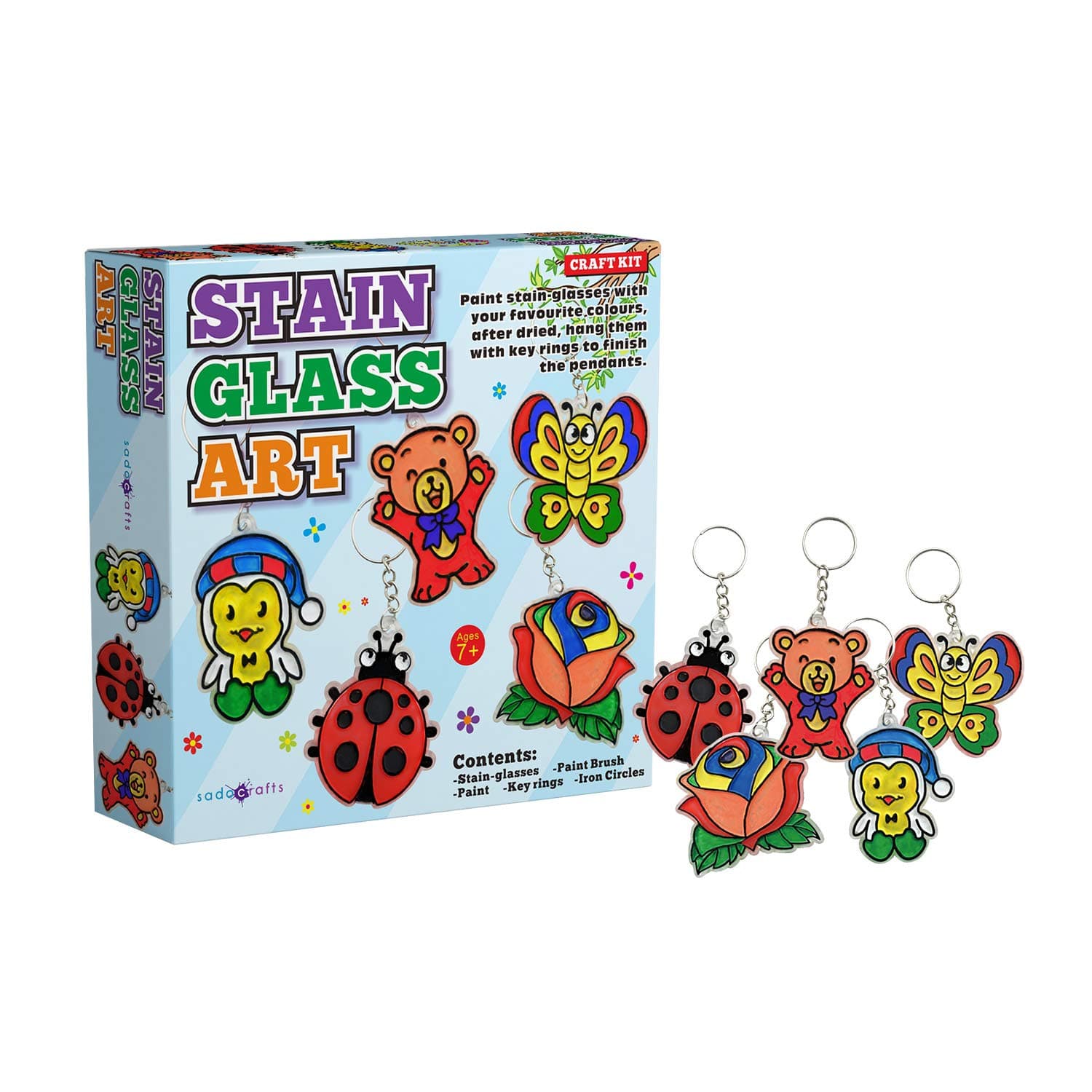 SadoCrafts Stain Glass Art Kit - Fun, Interactive, Educational and DIY Stained Glass Craft Painting for Kids Ages 7+