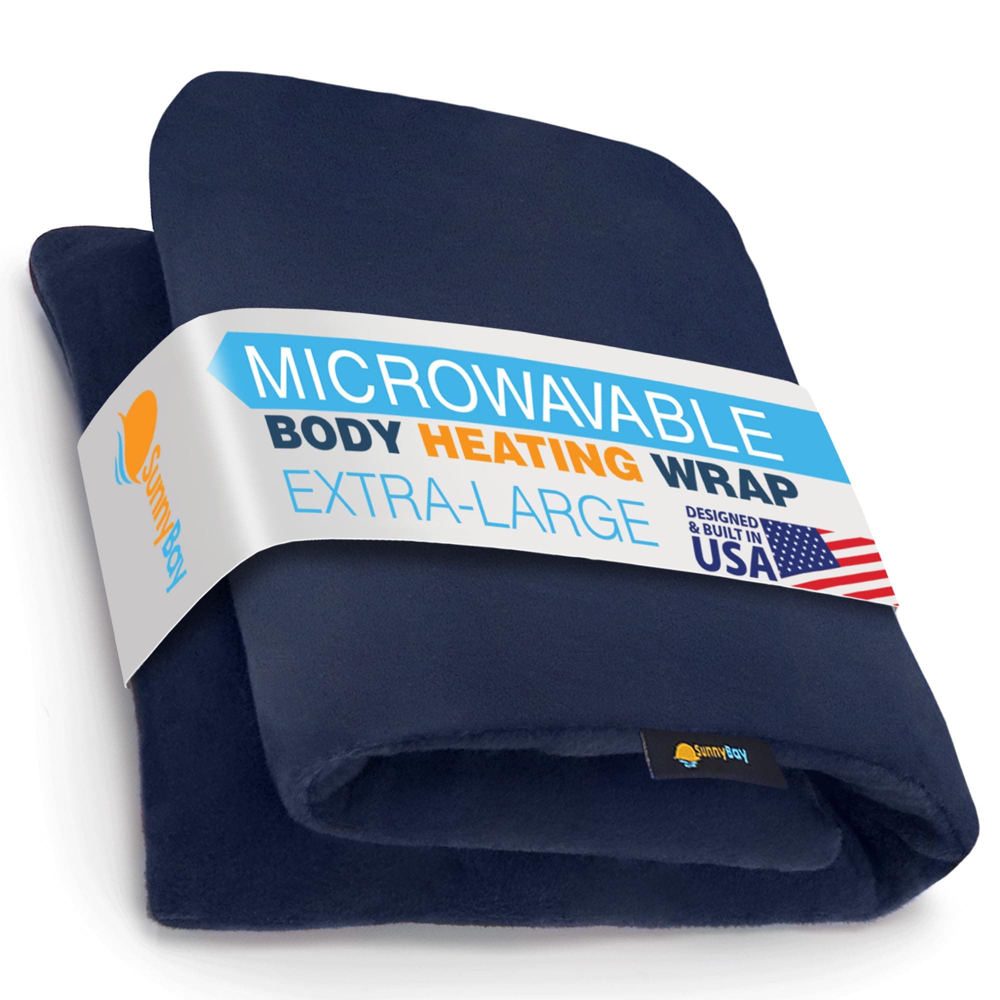 SunnyBay Extra Large Microwave Heating Pad, Microwavable Heavy Weighted Full Body Moist Hot Pack and Washable Fleece Cover, 10x24 Inches, 2.8 lbs, Navy Blue