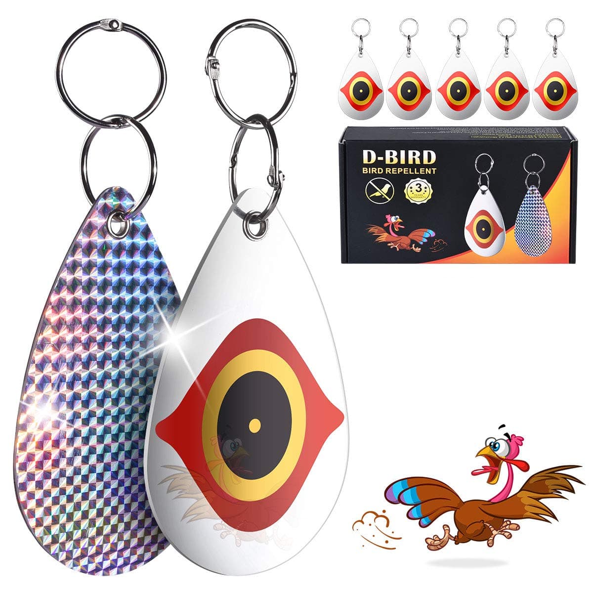 2021 Bird Reflector Double Sided Design Bird Reflective Devices with Owl Eye for House Windows Garden Set of 5