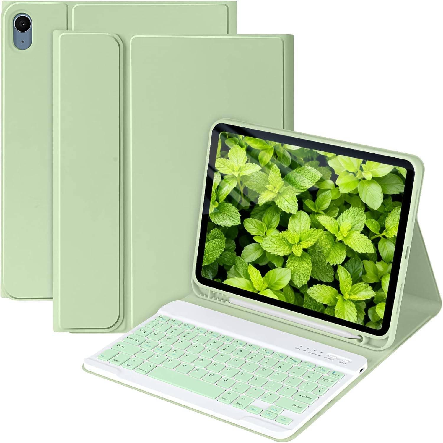 MMK for iPad 11th 10th Generation Case with Keyboard (2022, 10.9"), Wireless Detachable Keyboard, Pencil Holder for iPad 11 inch (A16 2025), 10th Gen (10.9 Inch 2022) Green