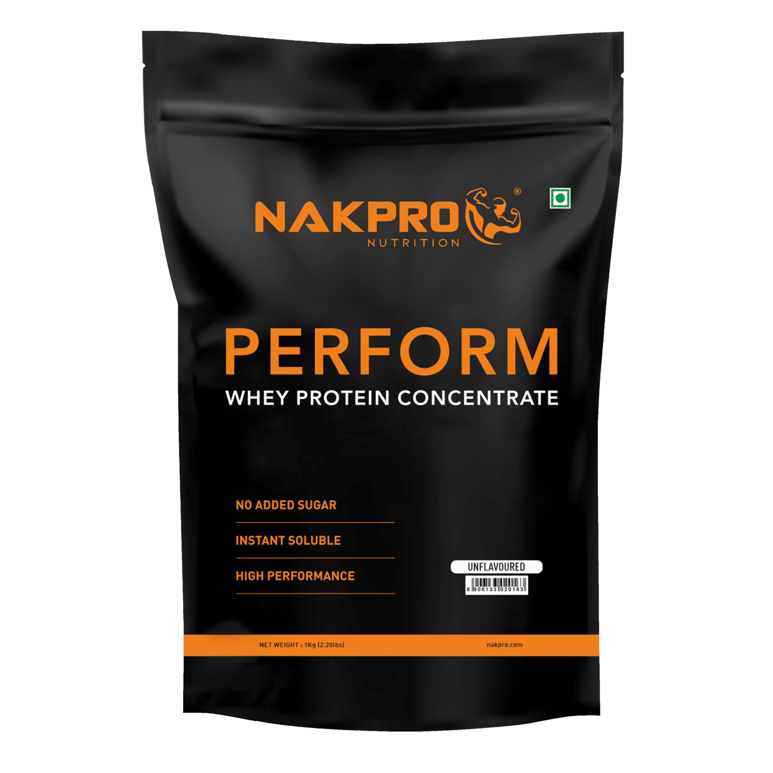 NAKPRO Perform Whey Protein Concentrate with Added Digestive Enzymes, Raw Whey Protein 1kg Supplement Powder - Unflavoured
