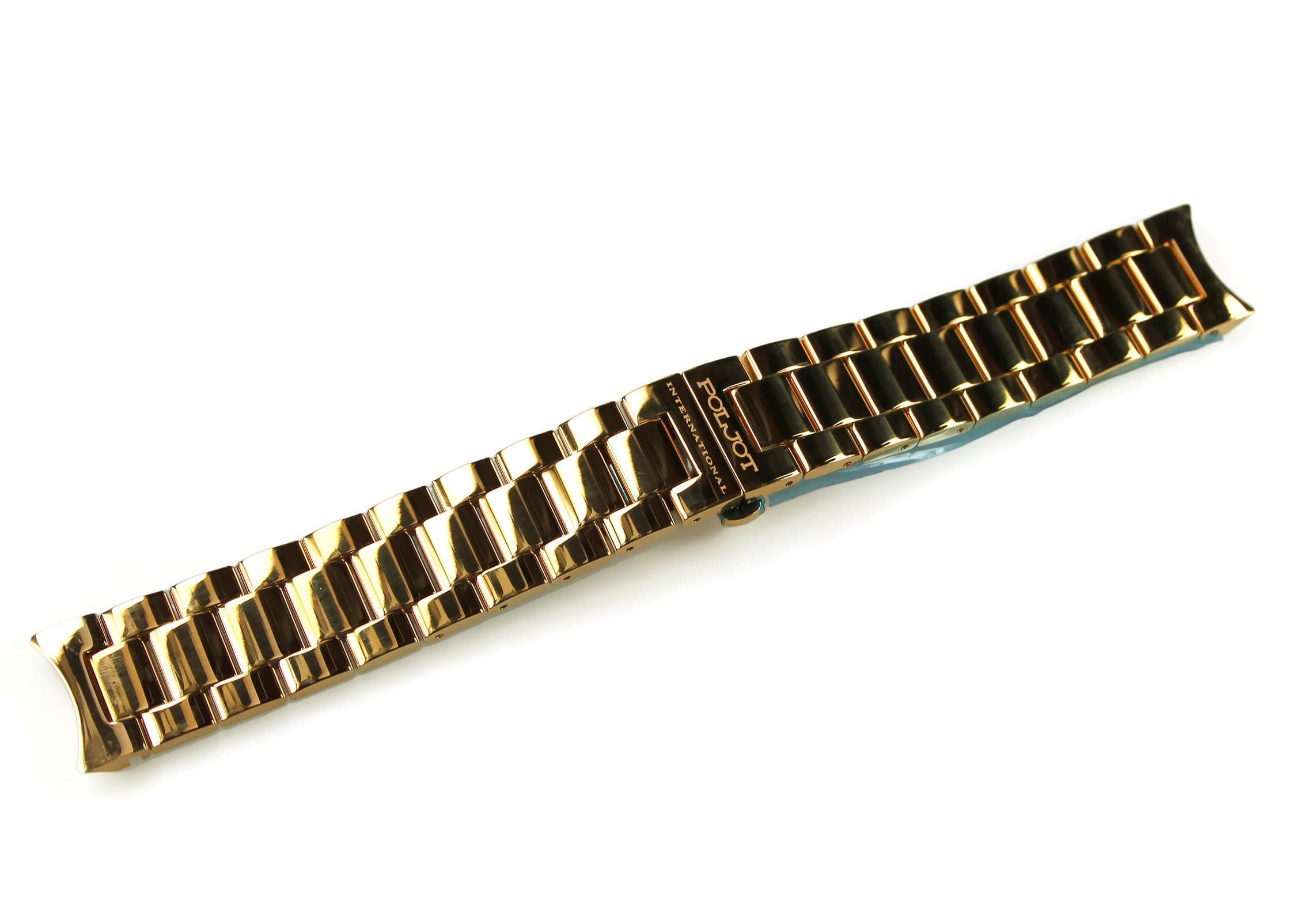 Watch Strap 20 mm Gold Plated Solid Stainless Steel Polished Metal Band POLJOT International