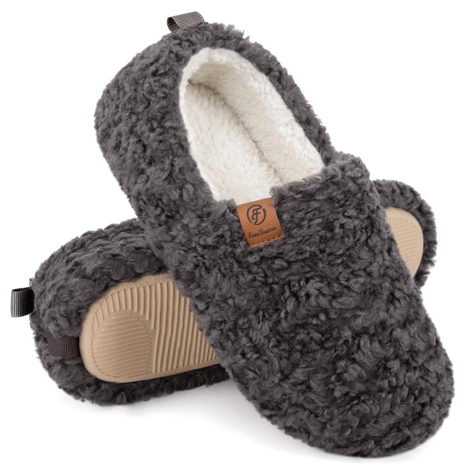 EverFoams Damen Winter Warme Hausschuhe Kunstwolle Memory Foam Geschlossen Pantoffeln