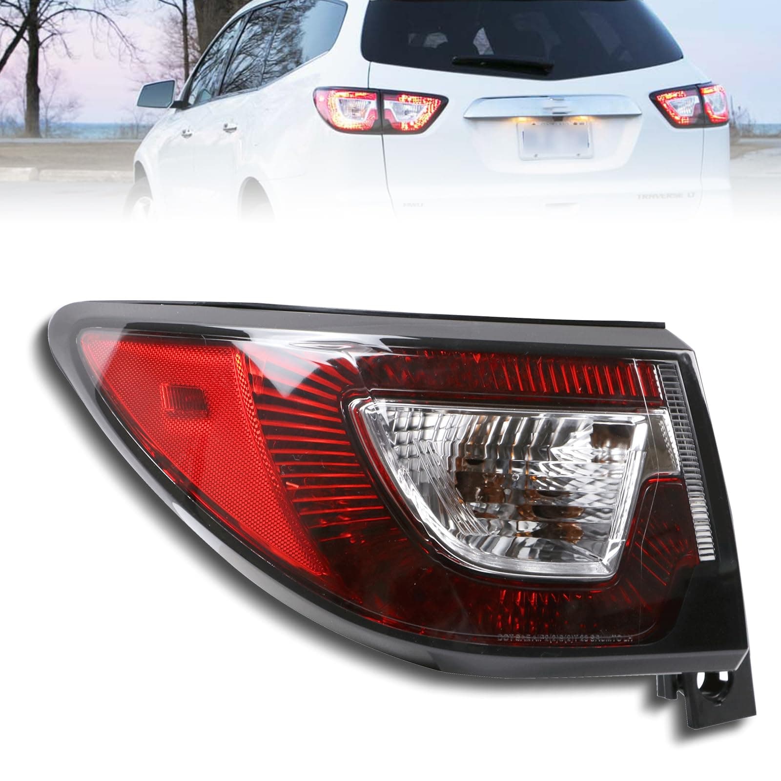 Lochnchn Tail Lights Outer Left Driver Side Taillight Compatible with Chevrolet Traverse 2013-2017 Rear Halogen Tail Lamp Replace: 84266019 23301756 GM2804112