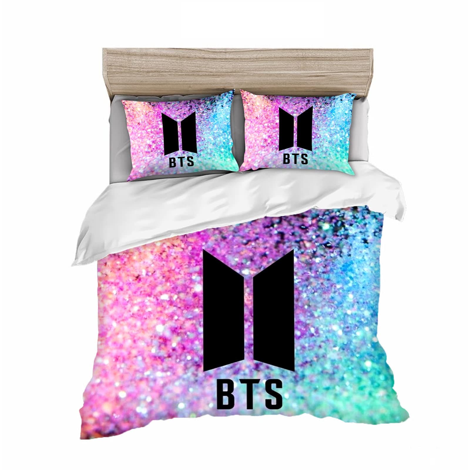 DoiicoonBTS Bangtan Boys Bedding Sets with Pillow Cases, 3D Bedding 100% Microfibre, Suitable for Boys and Girls, Multicoloured (10,140 x 210 cm, Single Bed)